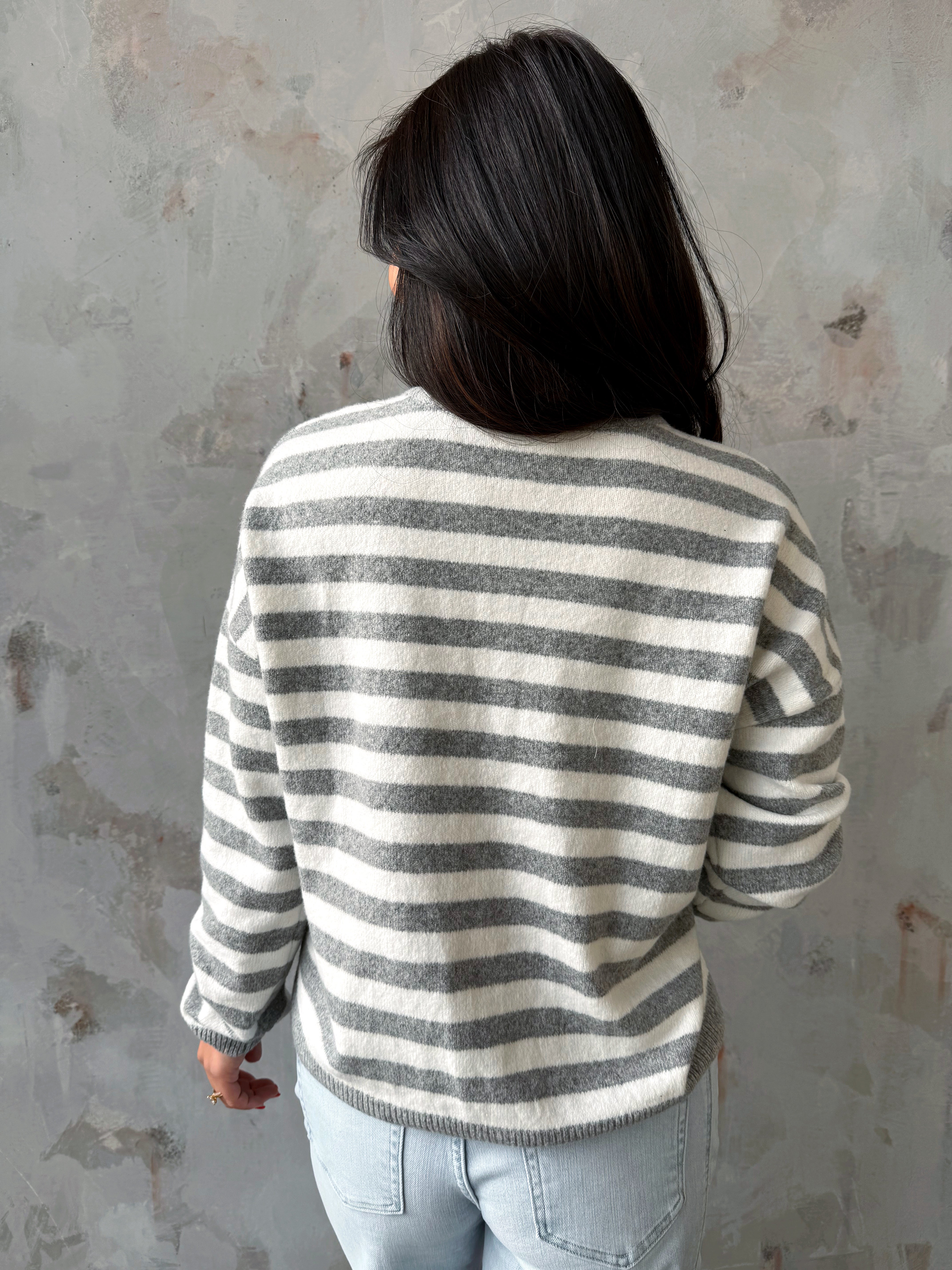 Kimmy Cardigan - HEATHER GREY/WHITE - willows clothing Cardigan