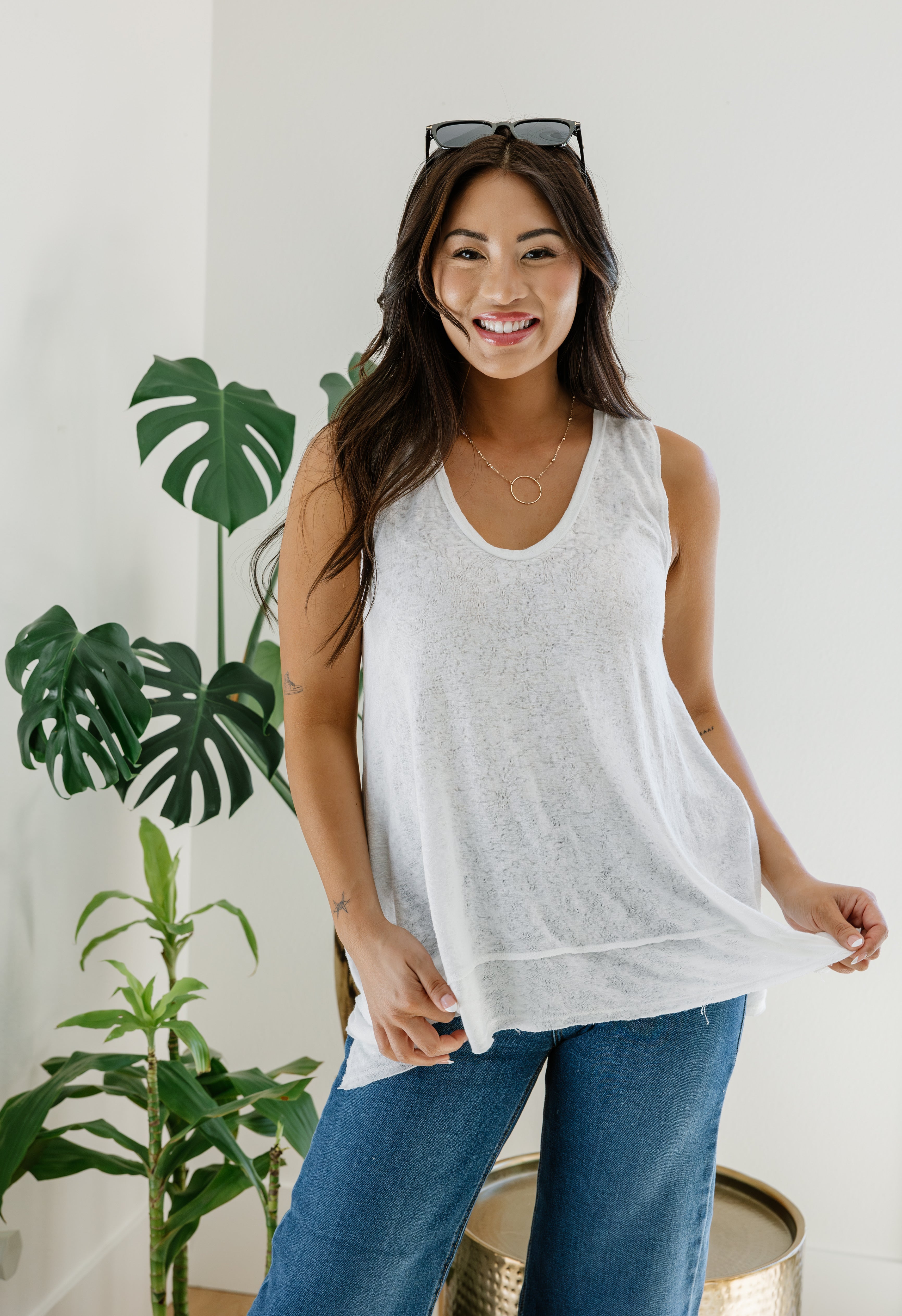 Kiss The Breeze Tank - IVORY - willows clothing TANK