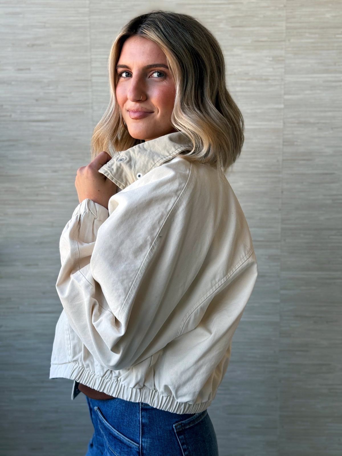 Lakyn Bomber Jacket - ECRU - willows clothing JACKET