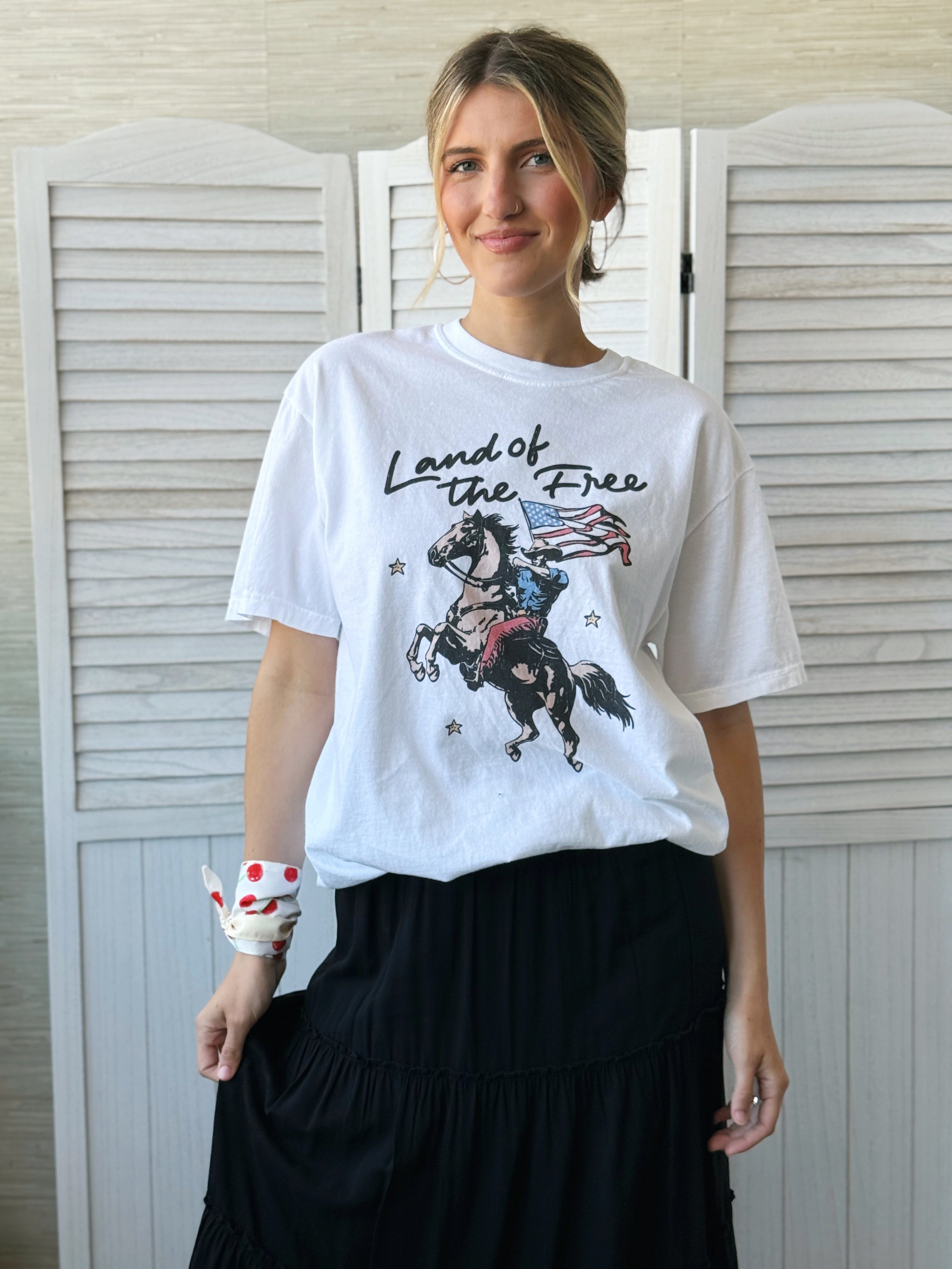 Land of the Free Tee - WHITE - willows clothing S/S SHIRT
