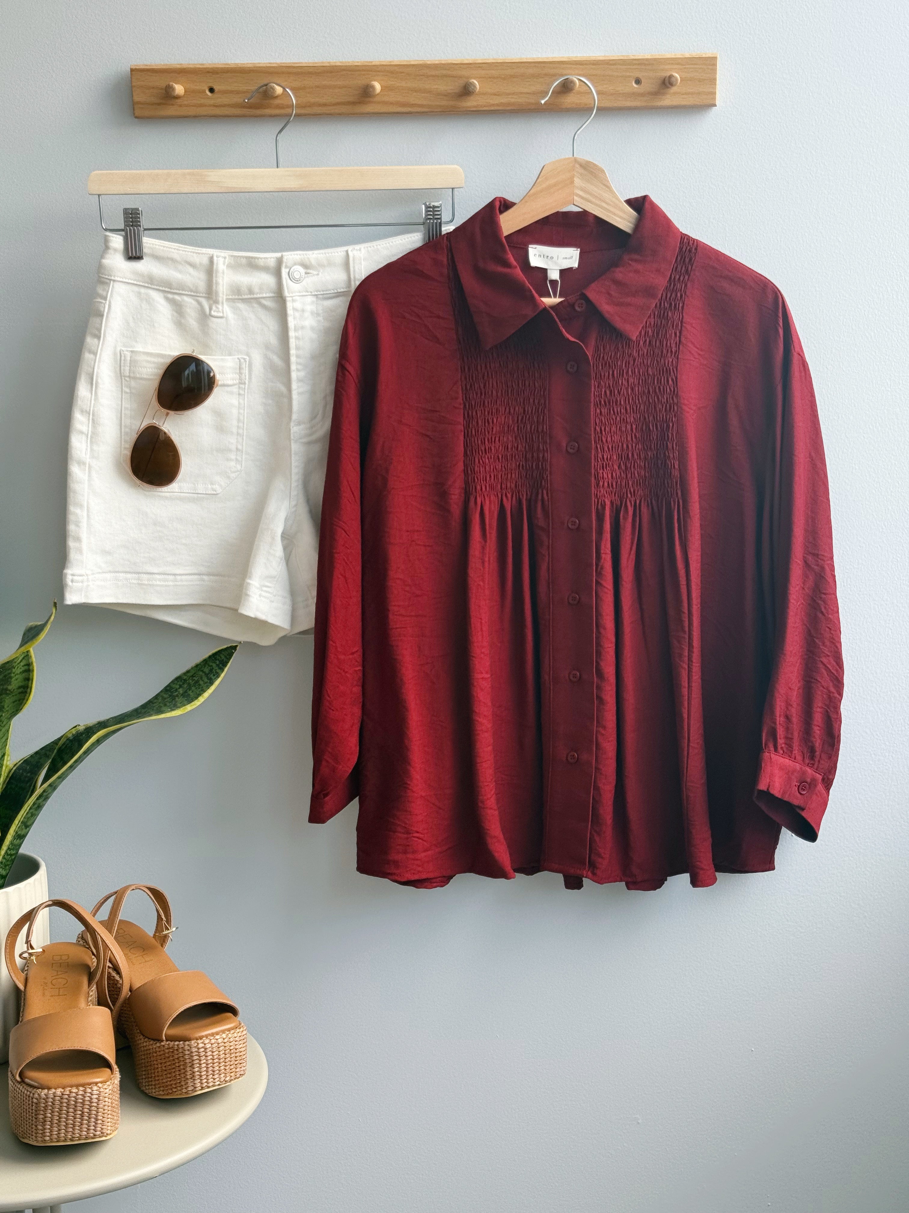 Landria Blouse - BURGUNDY - willows clothing BLOUSE
