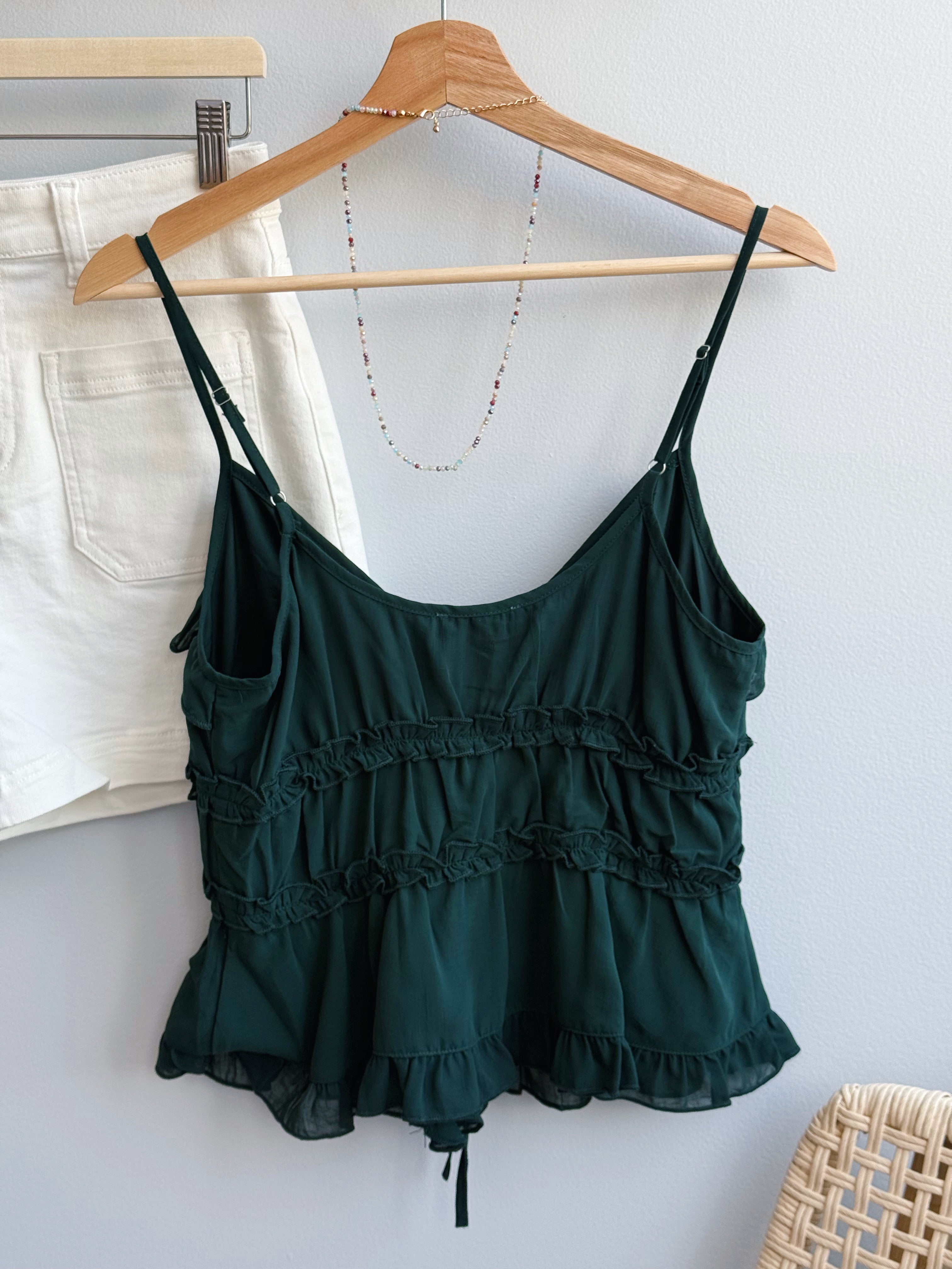 Last Song Tank - DARK GREEN - willows clothing TANKS