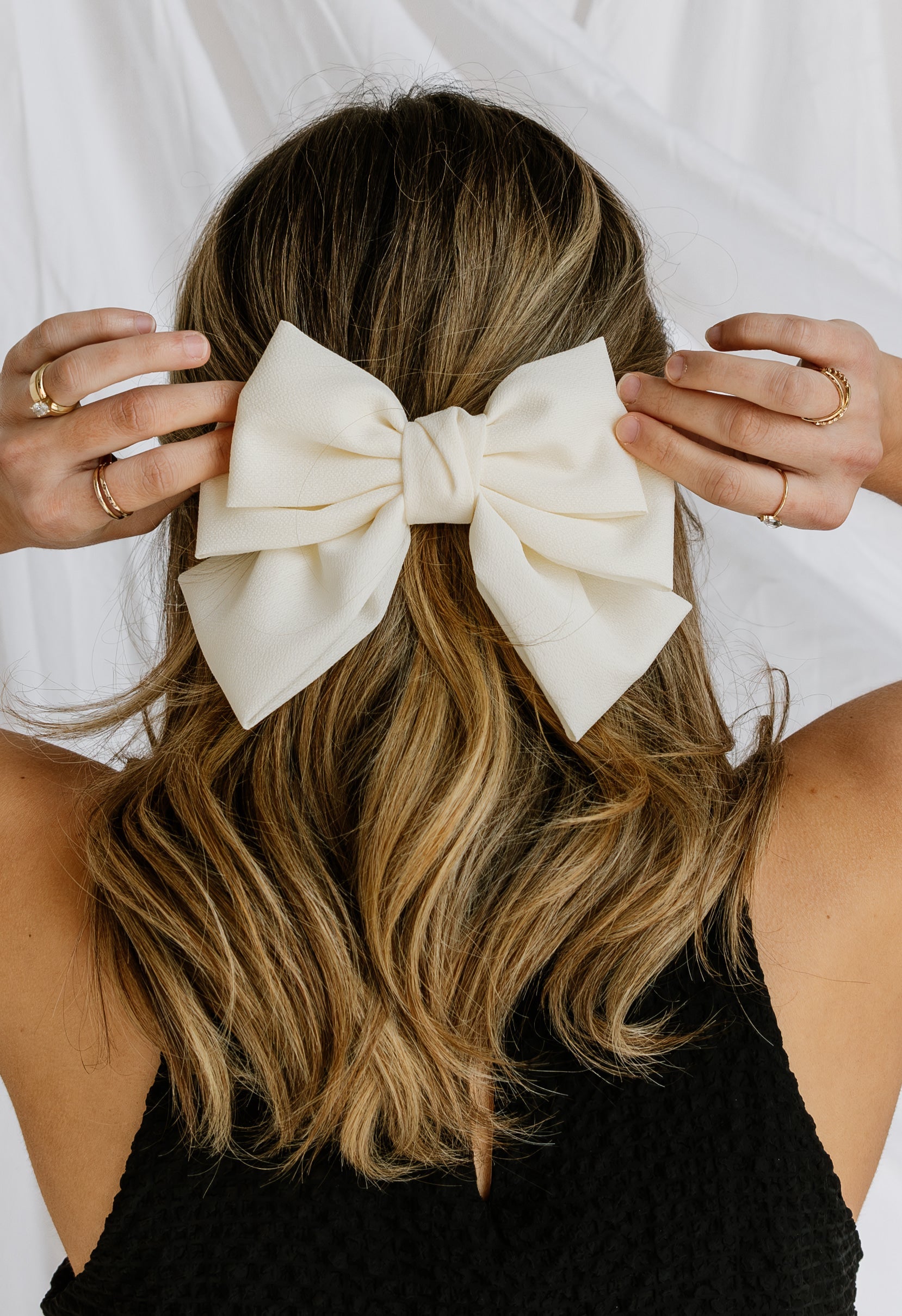 Layered Bow Hair Clip - IVORY - willows clothing Hair Clip