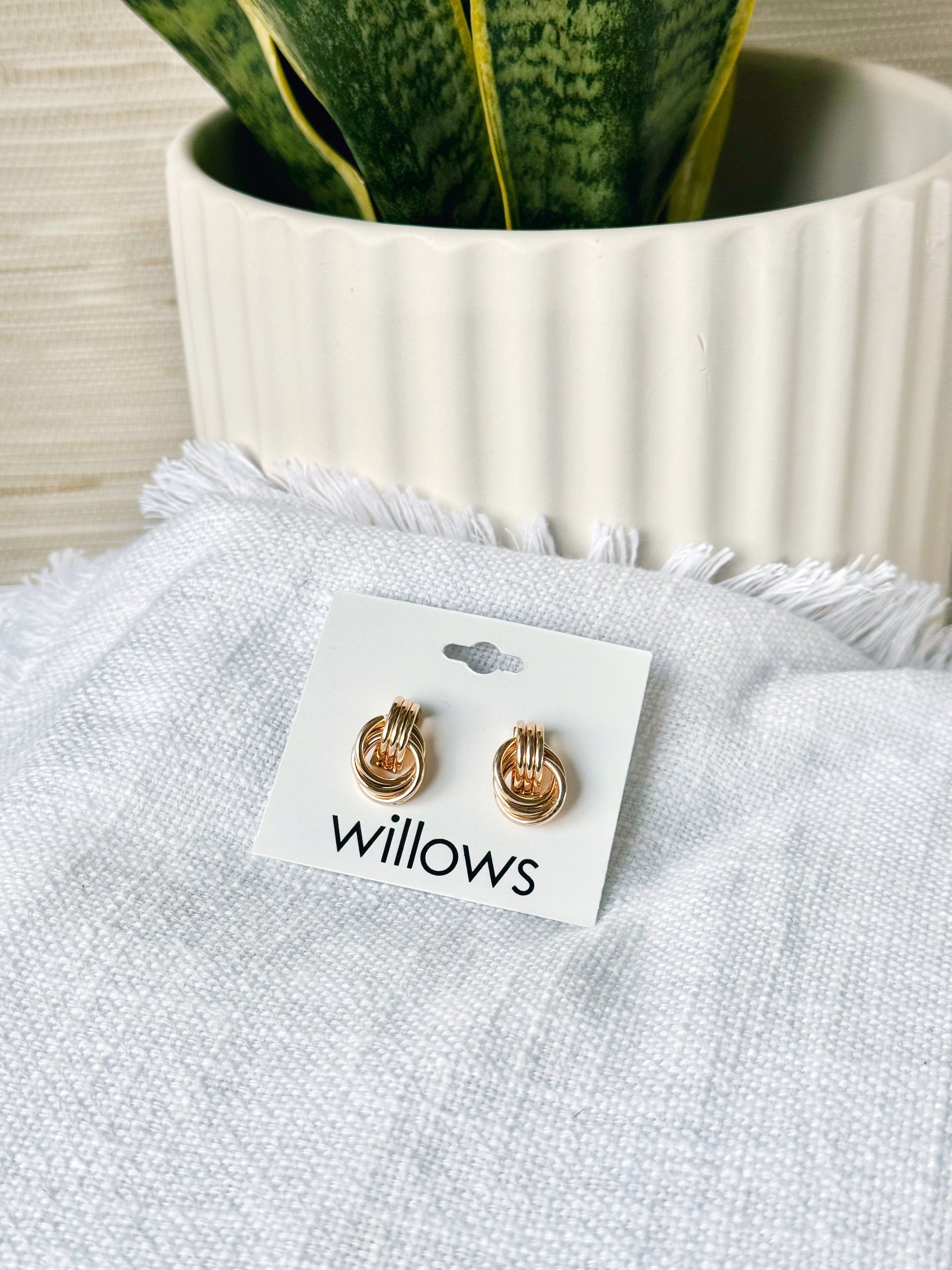 Layered Circle Stud Earrings - GOLD - willows clothing EARRINGS
