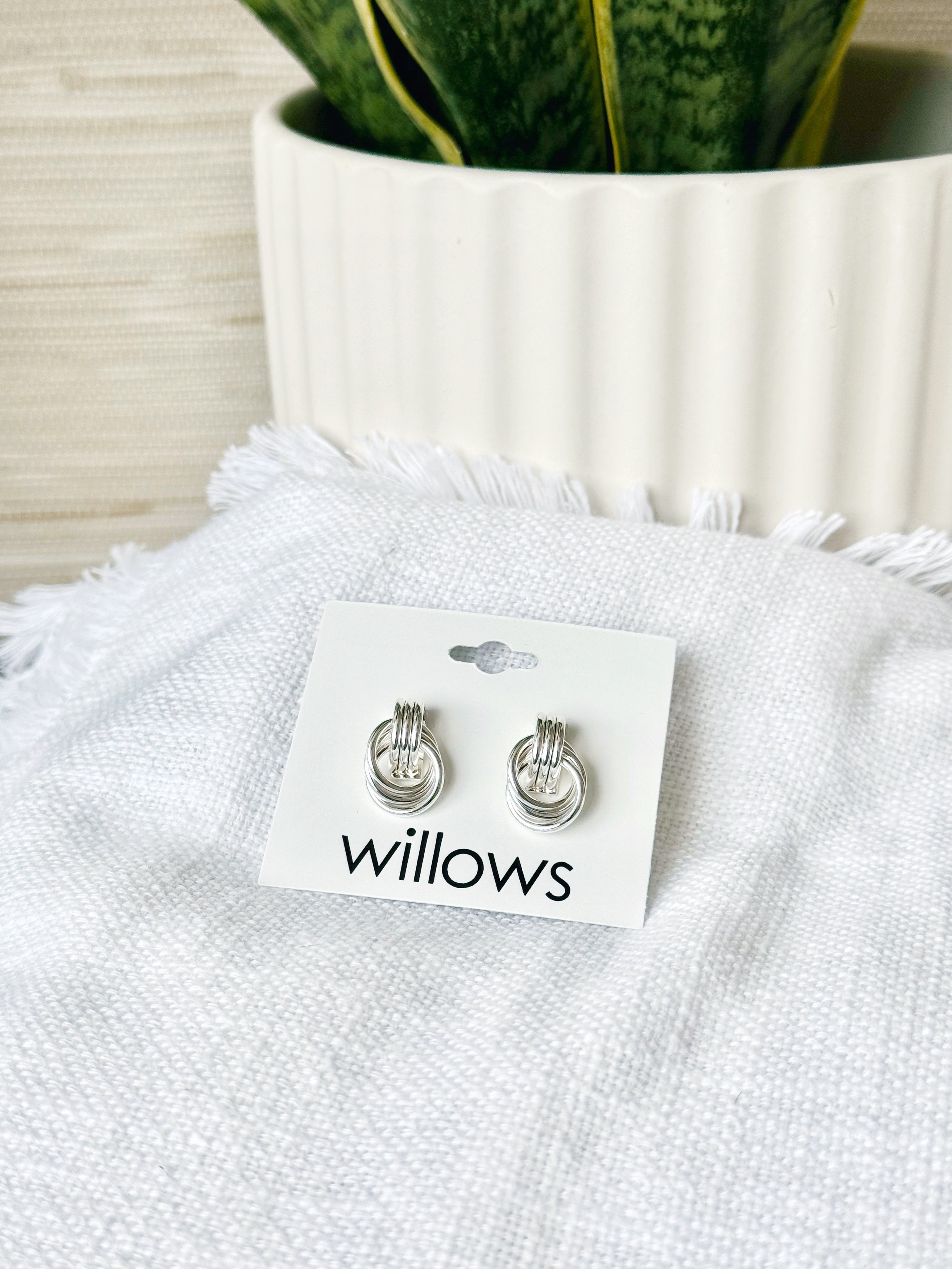 Layered Circle Stud Earrings - SILVER - willows clothing EARRINGS