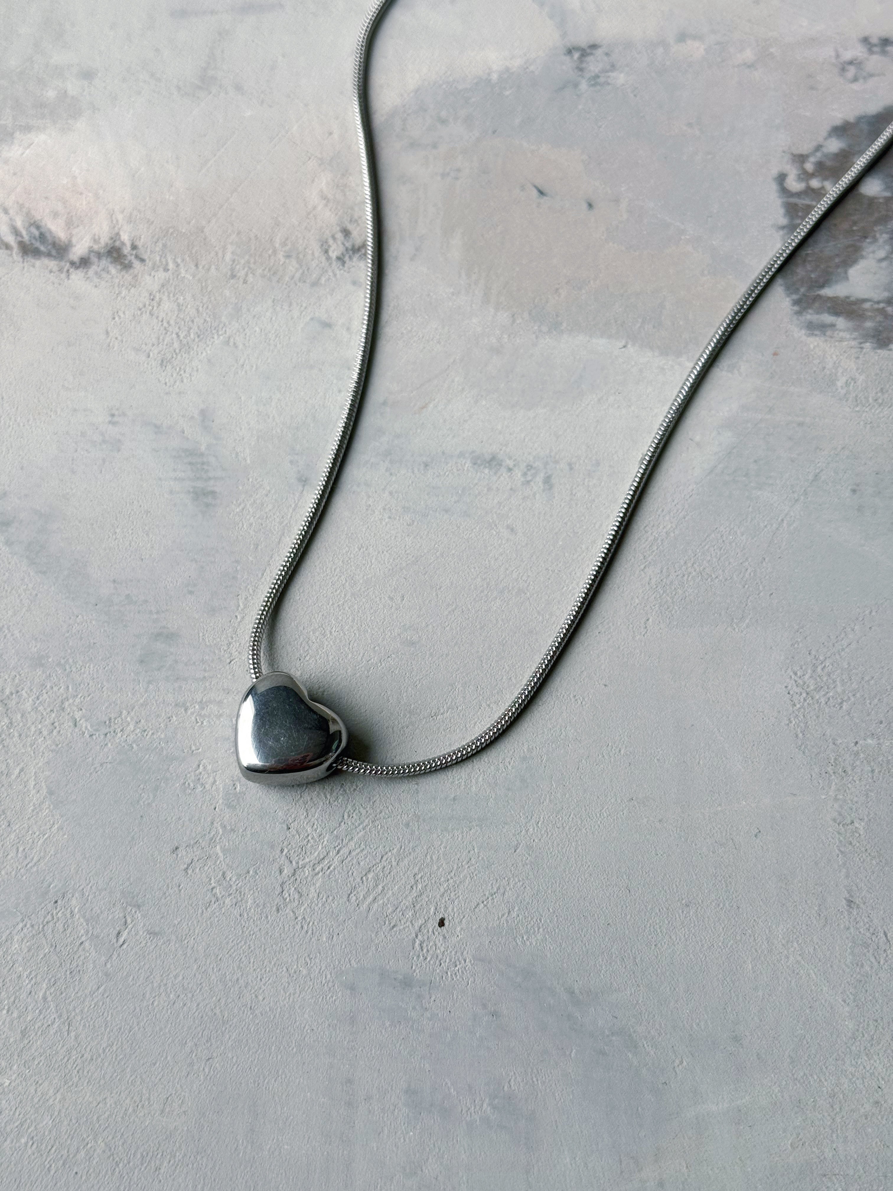 Layered Heart Necklace - SILVER - willows clothing NECKLACE