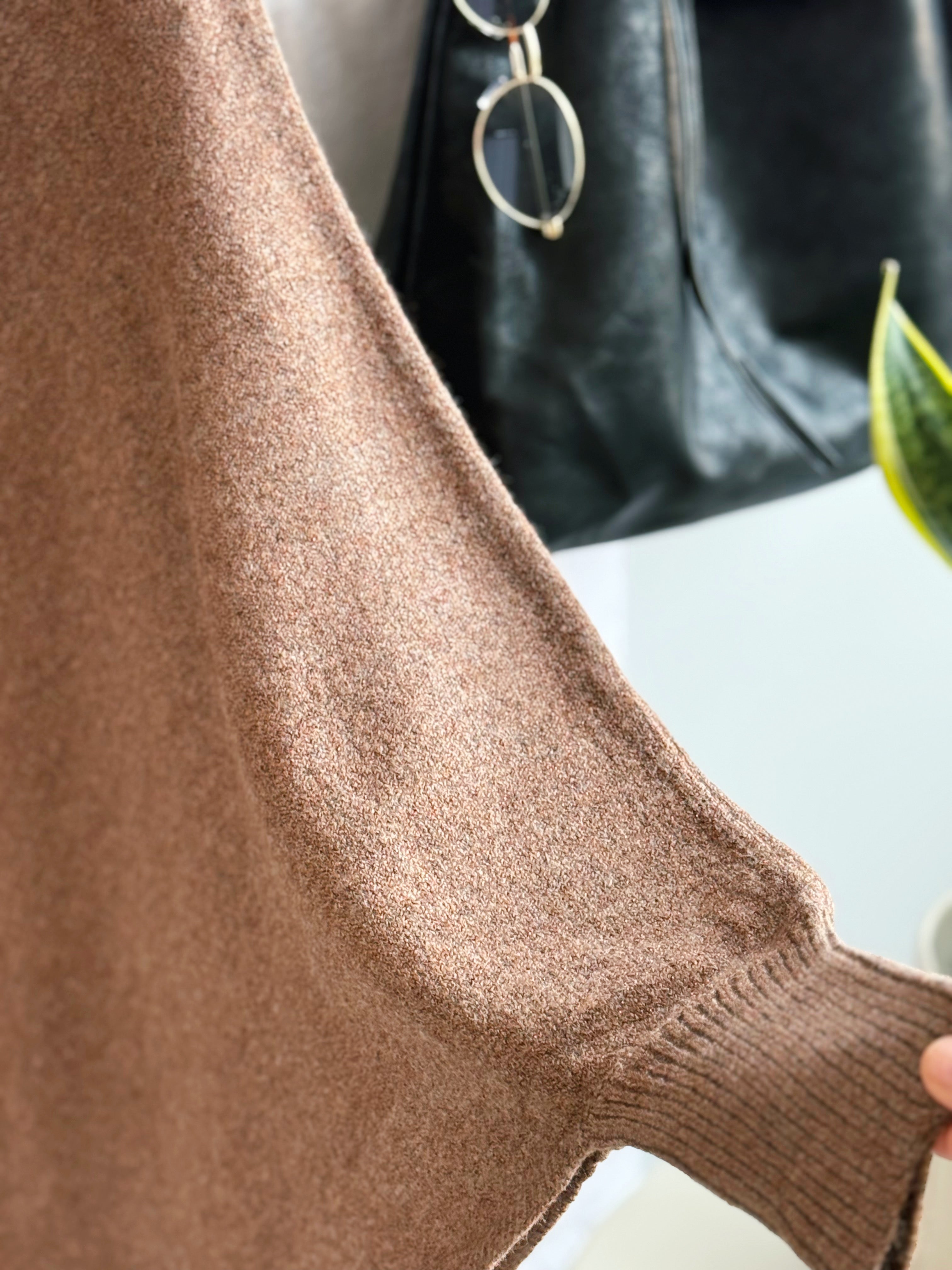 Leaf It to Us Poncho Sweater - BROWN - willows clothing PONCHO