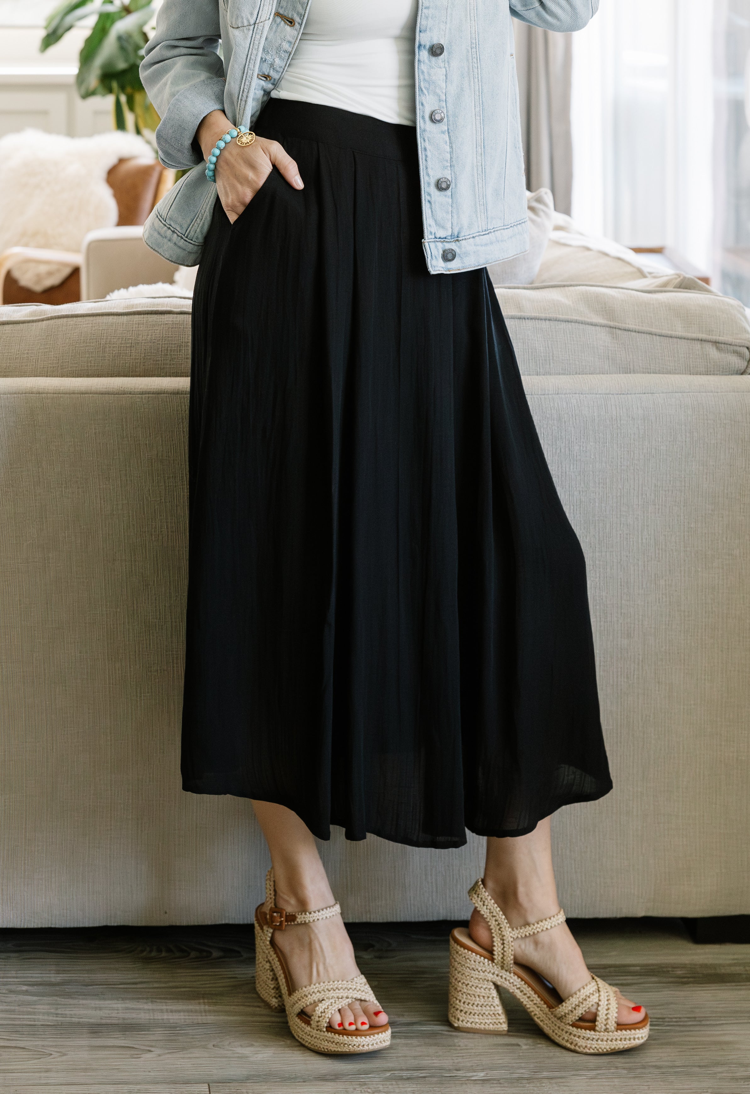 Leona Skirt - BLACK - willows clothing long skirt