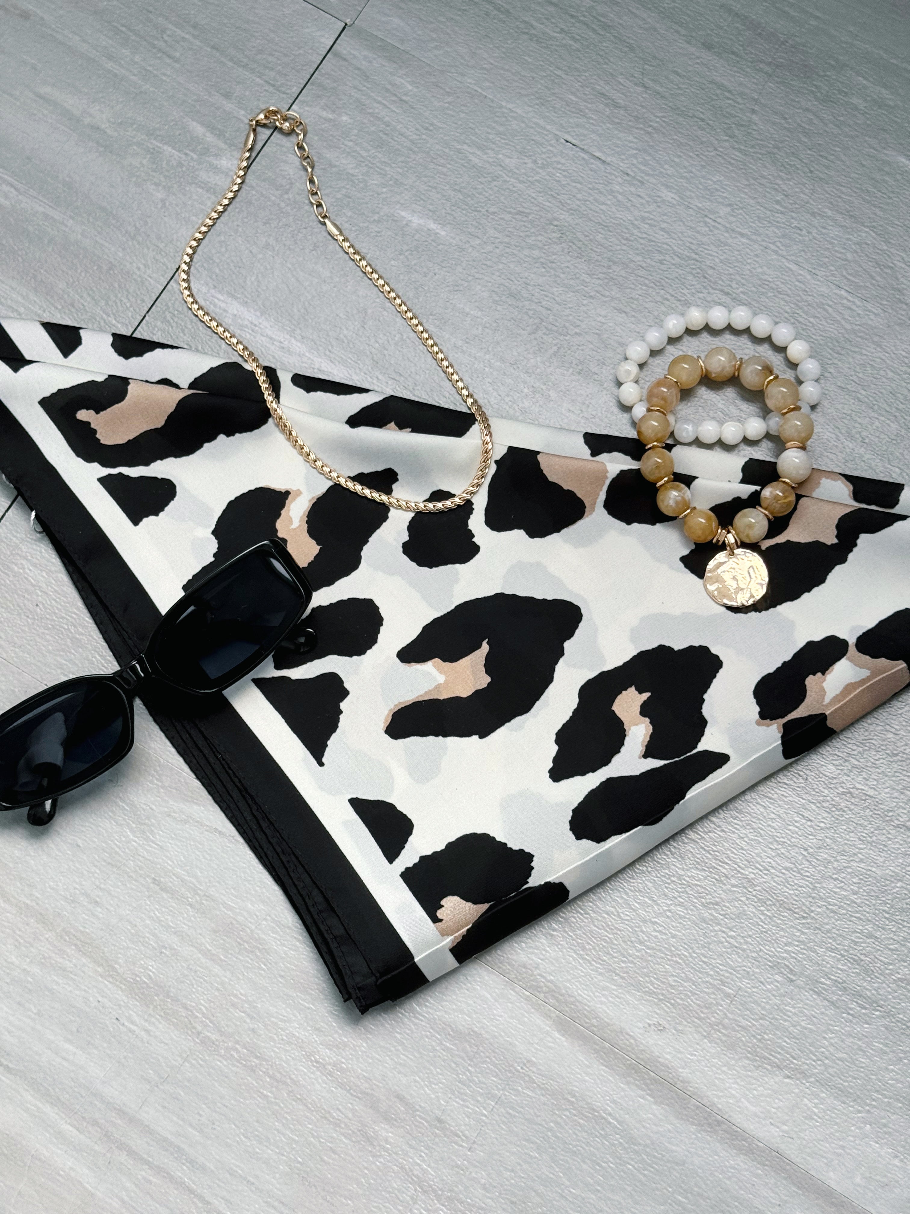 Leopard Print Scarf - LEOPARD IVORY - willows clothing Scarves