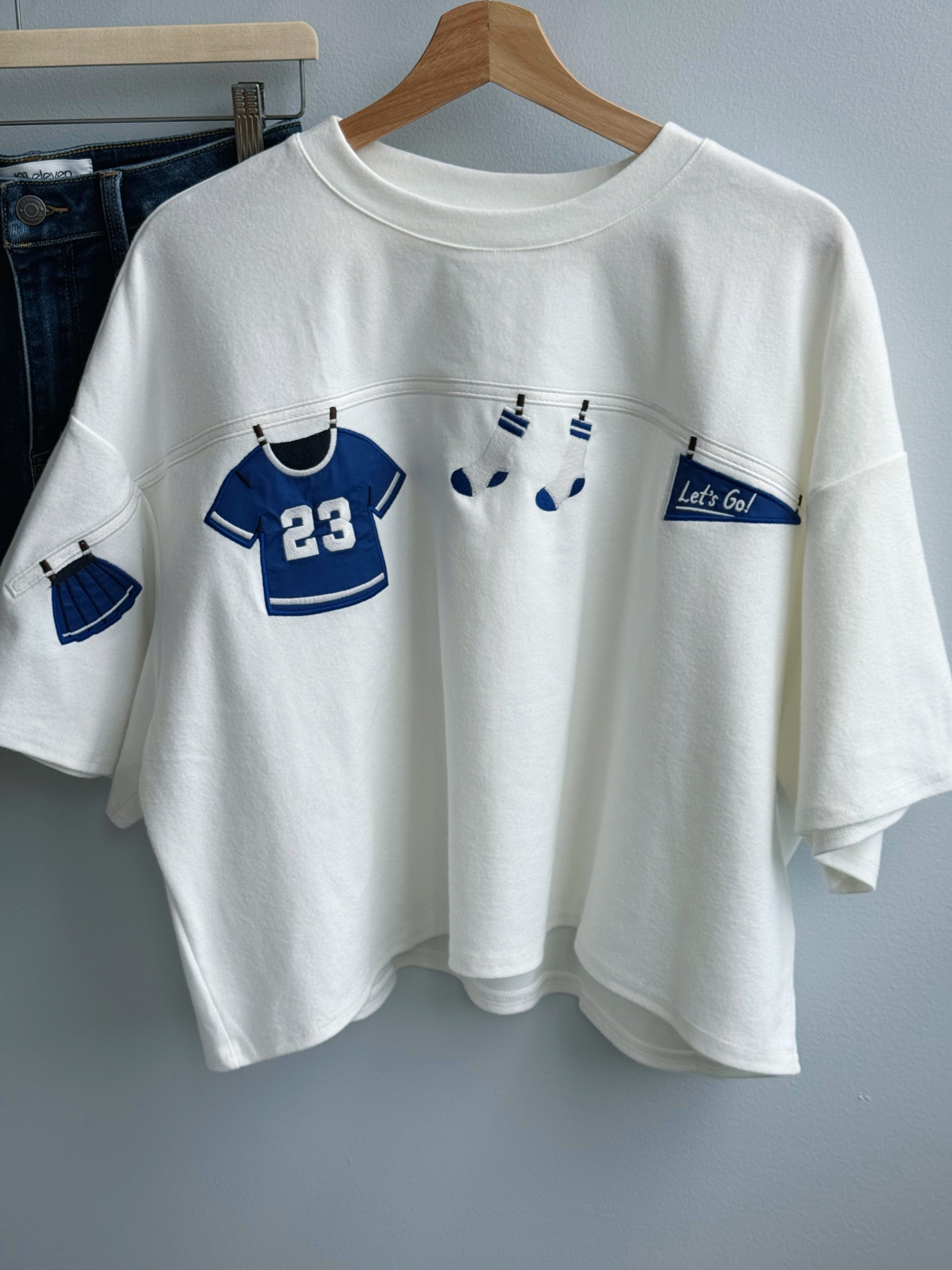 Let's Go Team Tee - WHITE/BLUE - willows clothing S/S SHIRT