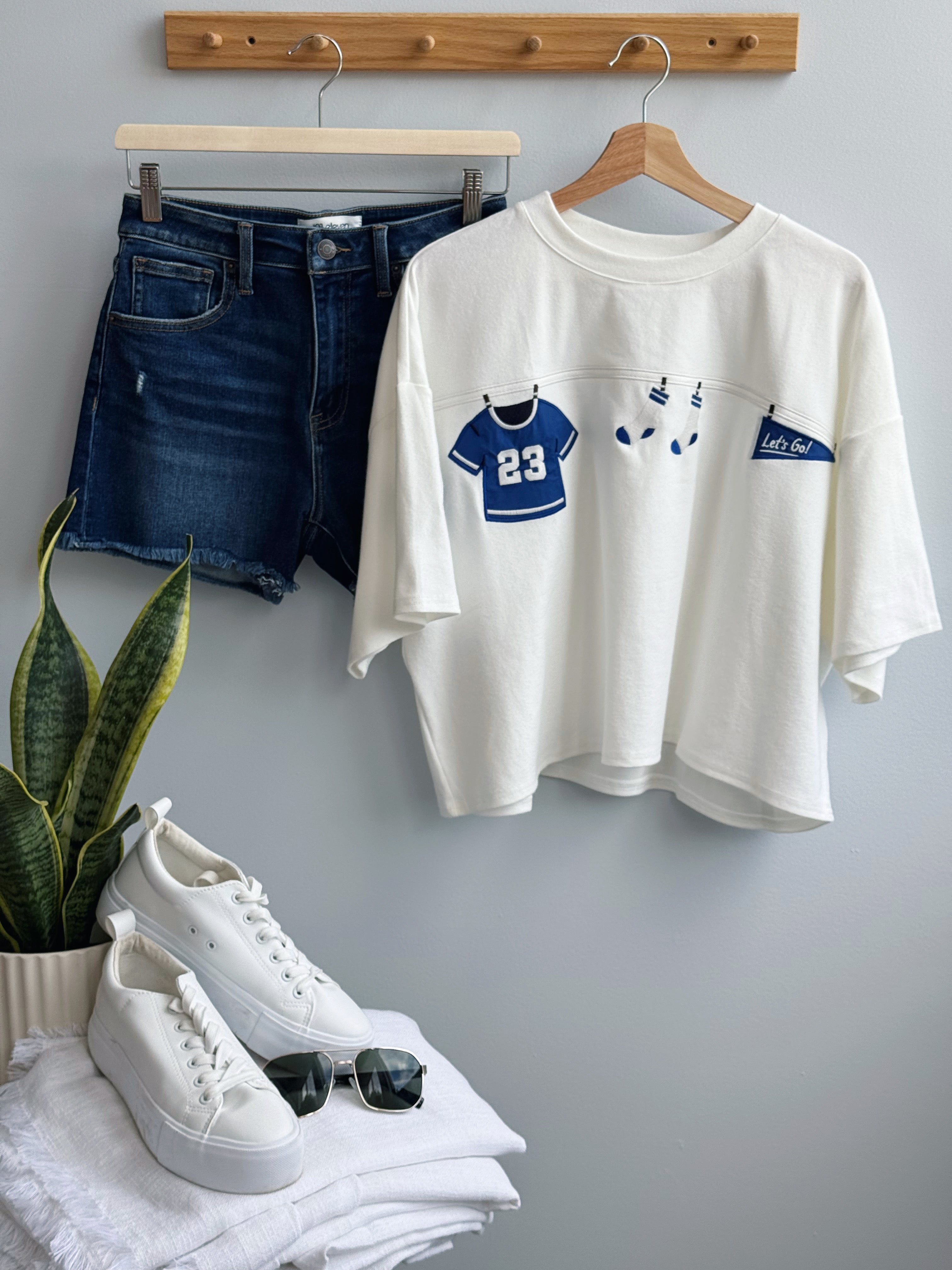 Let's Go Team Tee - WHITE/BLUE - willows clothing S/S SHIRT