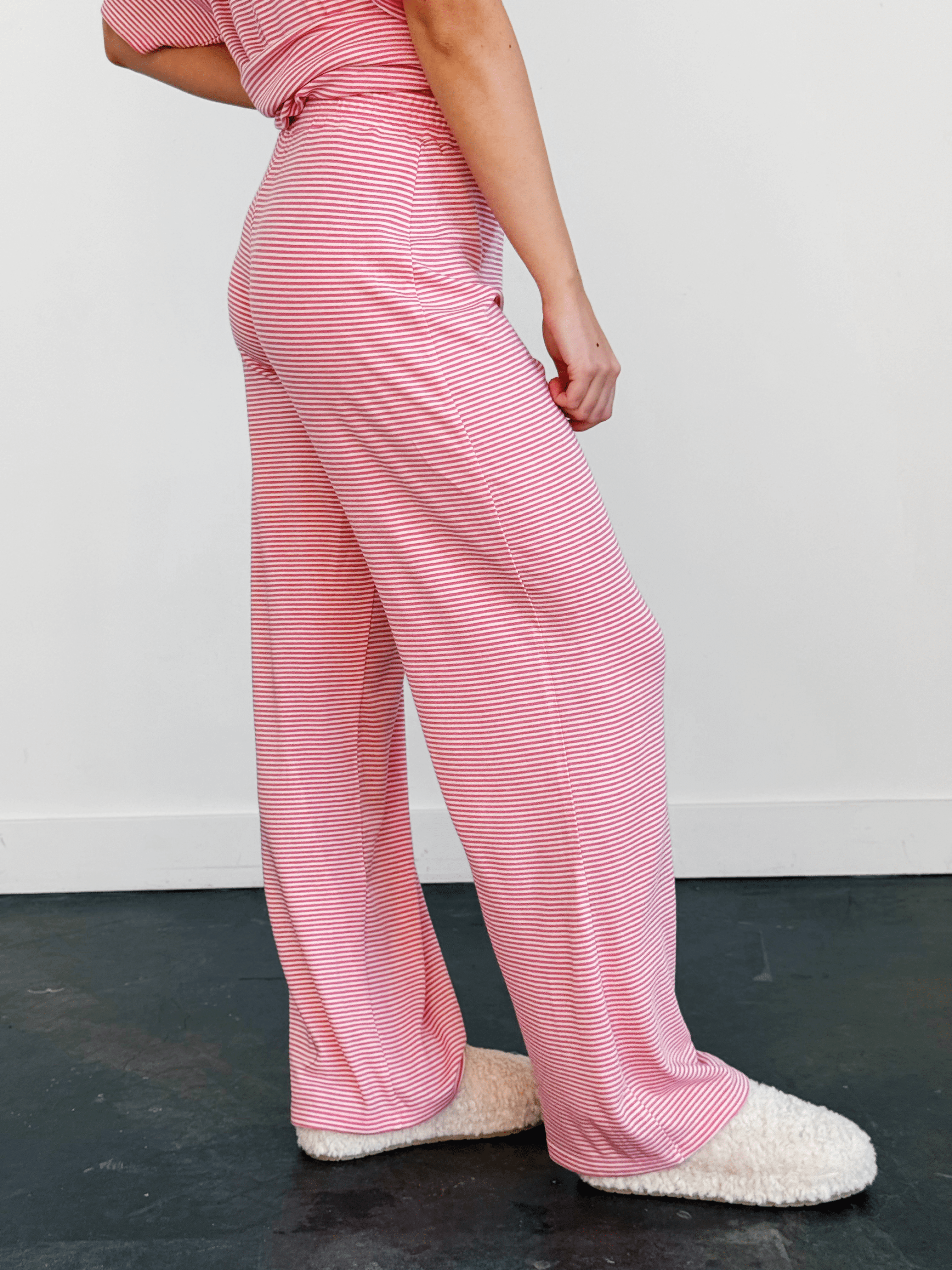 Lightweight Cozy Stripe Pants - BUBBLEGUM - willows clothing PANTS