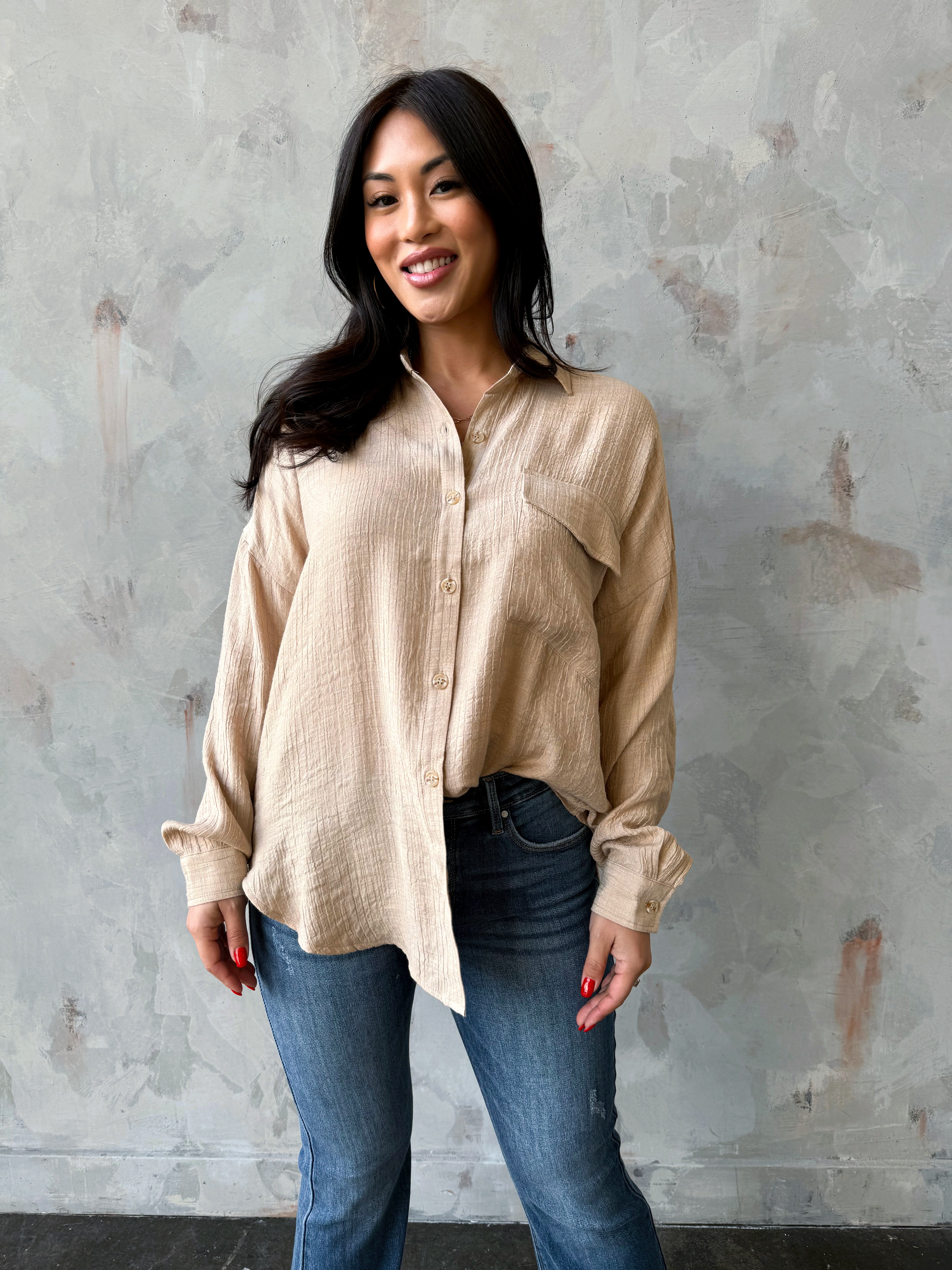 Lila Top - KHAKI - willows clothing L/S SHIRT