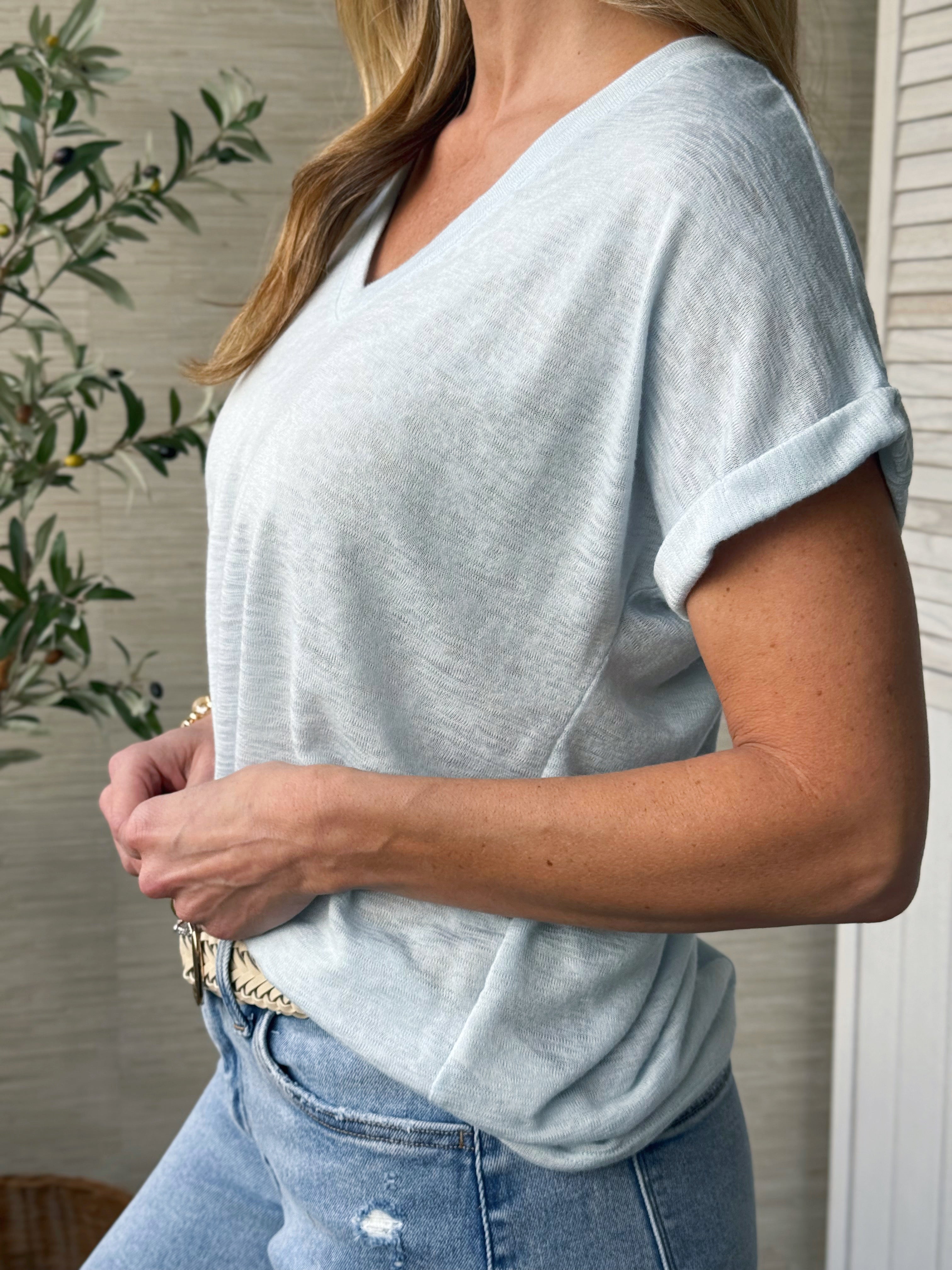 Lillie Tee - BABY BLUE - willows clothing S/S SHIRT