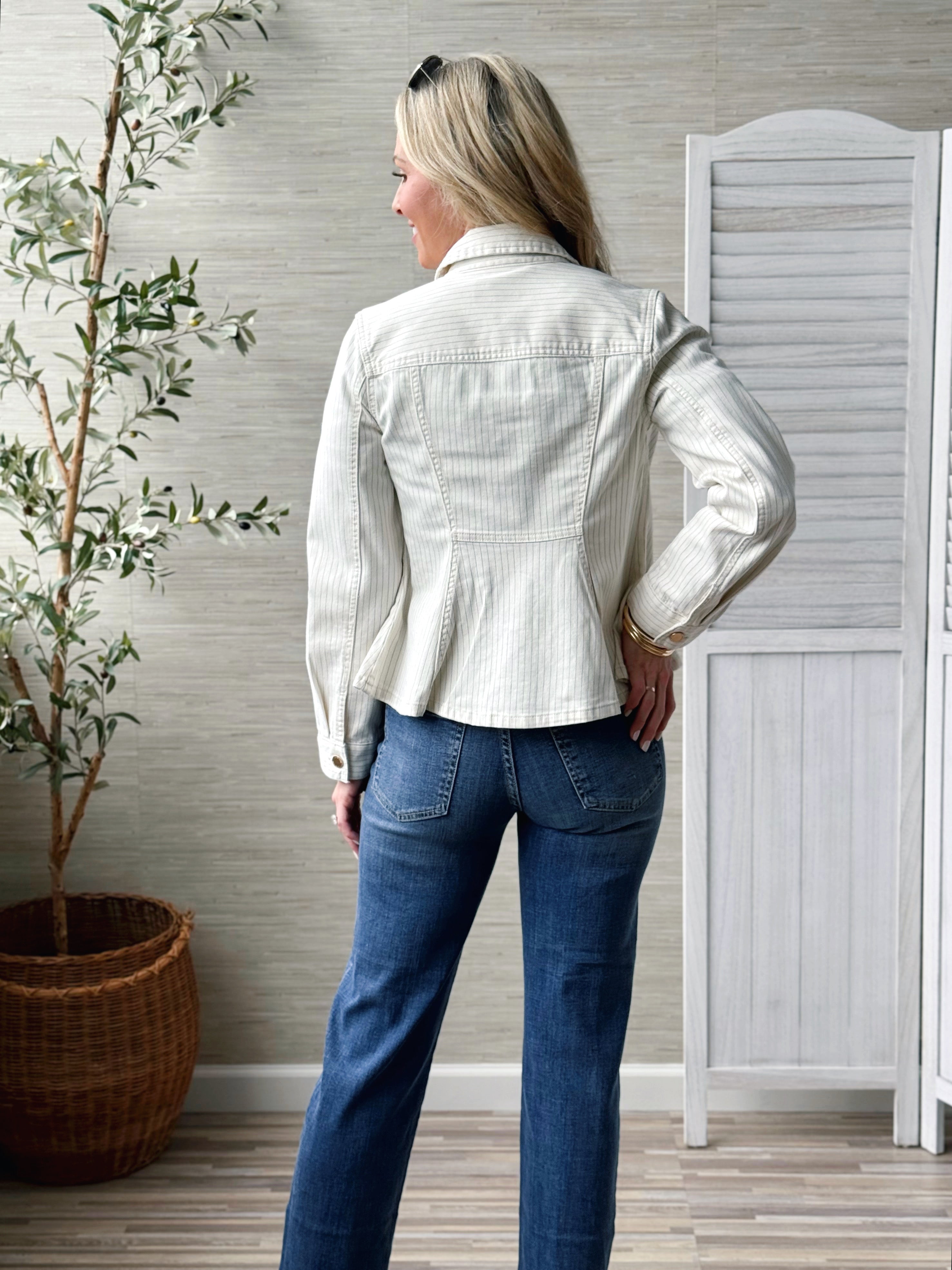 [LIVERPOOL] Alana Denim Jacket - NAUTICAL STRIPE - willows clothing DENIM JACKET
