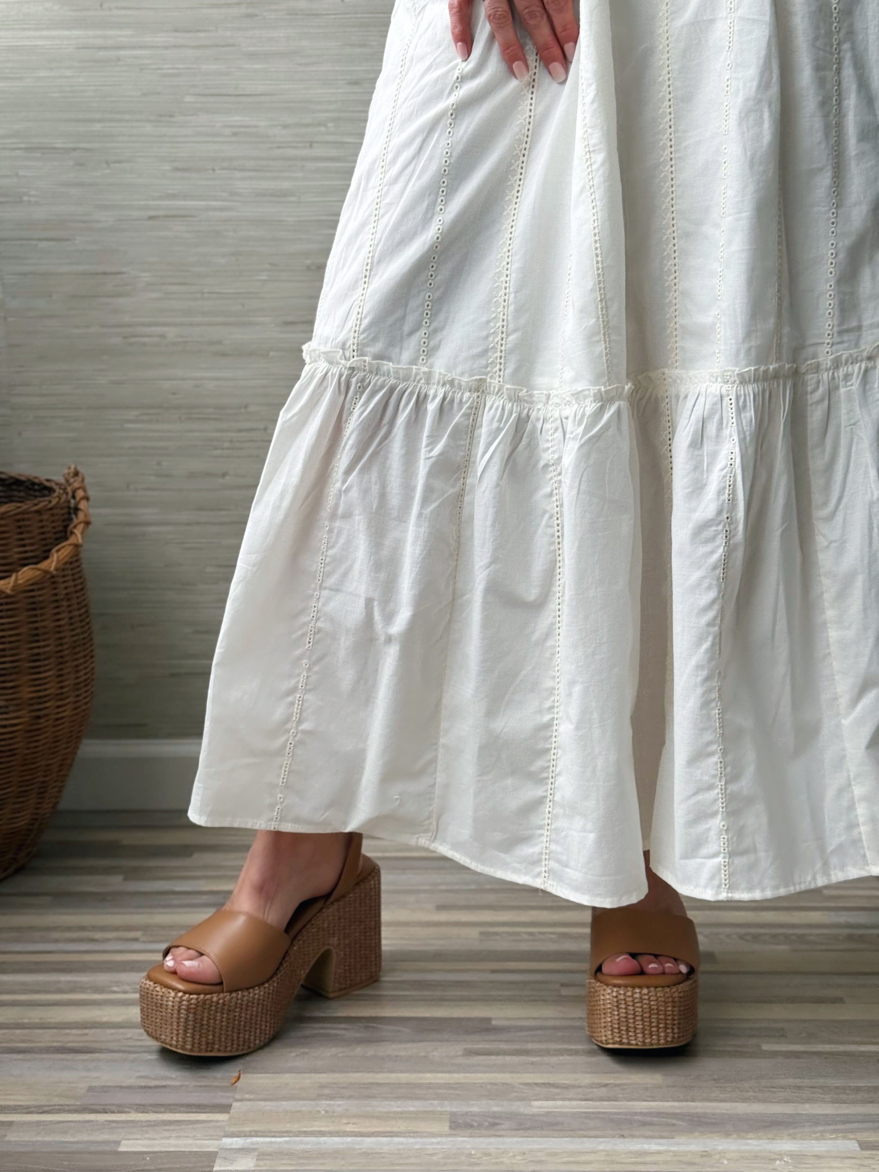 [LIVERPOOL] Bjorn Skirt - CREAM STRIPE - willows clothing long skirt
