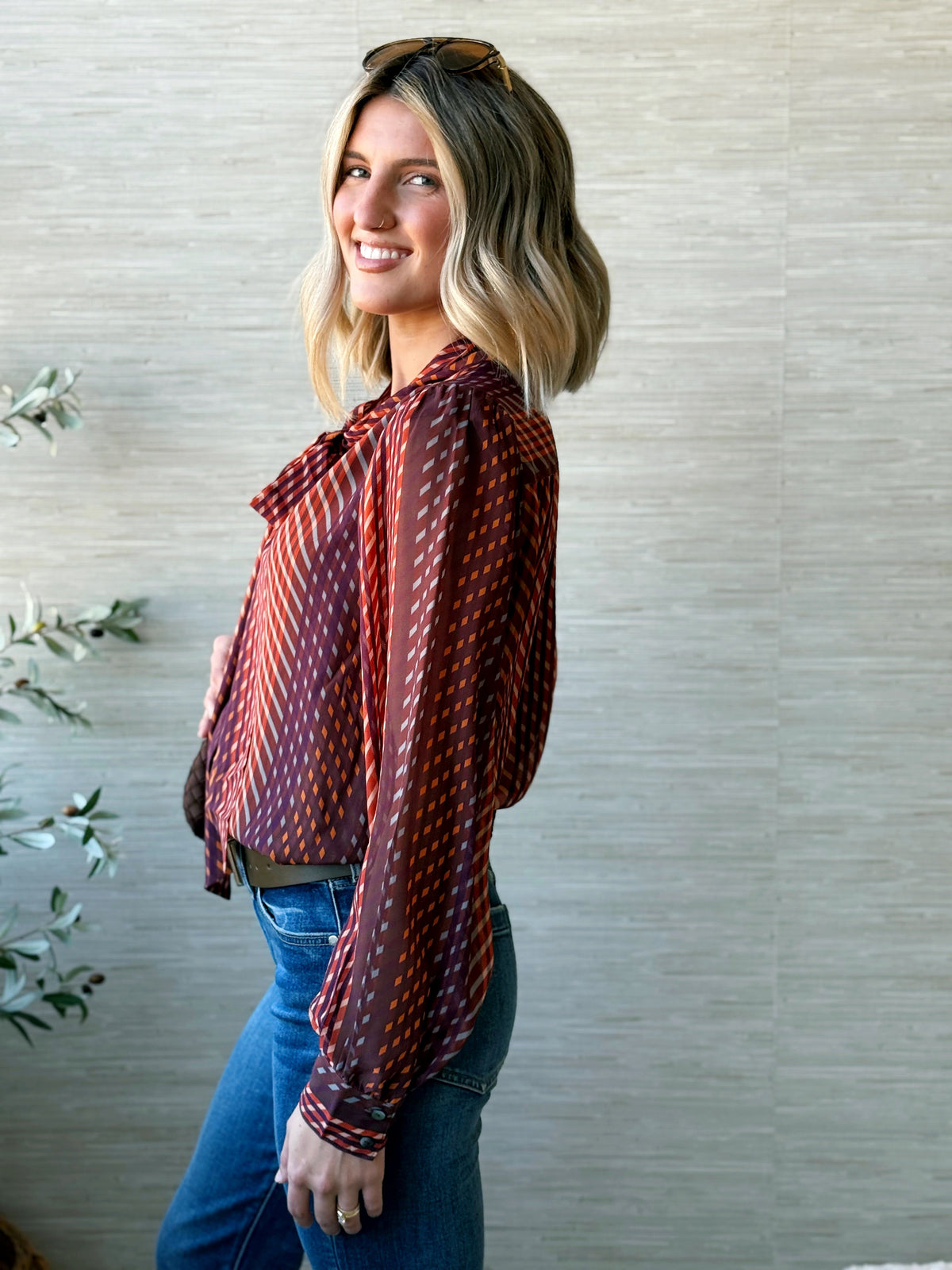 [LIVERPOOL] Dancing Queen Blouse - BURGUNDY/RUST - willows clothing BLOUSE