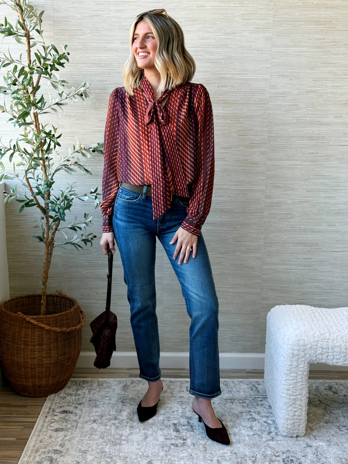 [LIVERPOOL] Dancing Queen Blouse - BURGUNDY/RUST - willows clothing BLOUSE