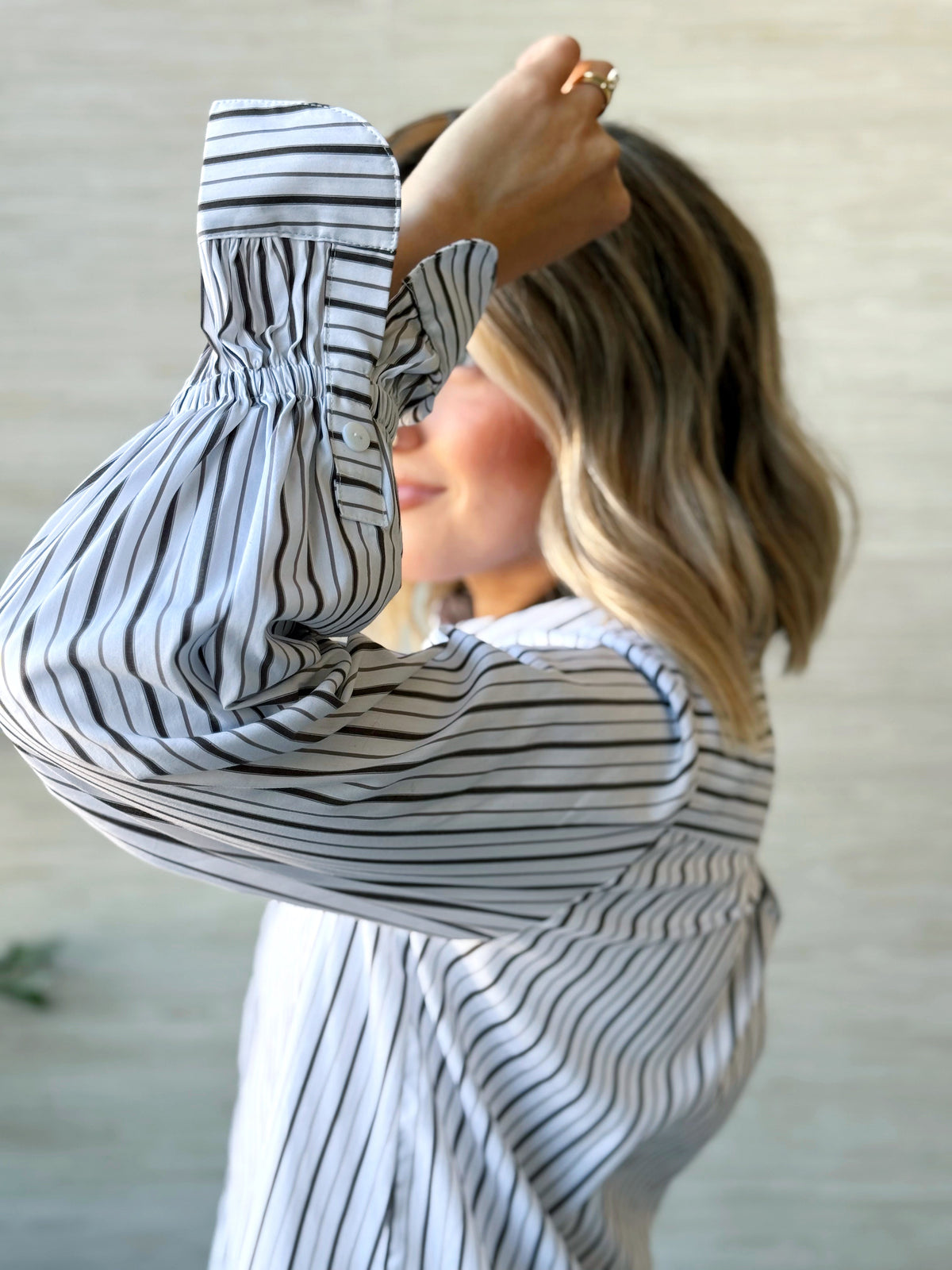 [LIVERPOOL] Darcy Stripe Top - CREAM/DARK ESPRESSO - willows clothing BLOUSE