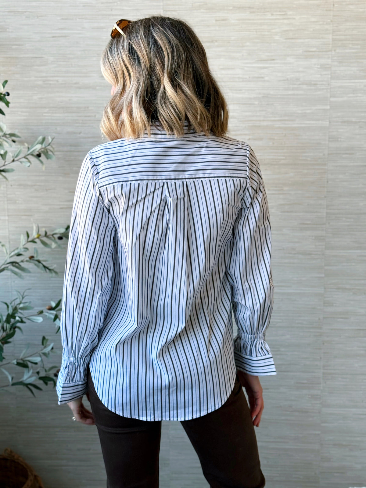[LIVERPOOL] Darcy Stripe Top - CREAM/DARK ESPRESSO - willows clothing BLOUSE