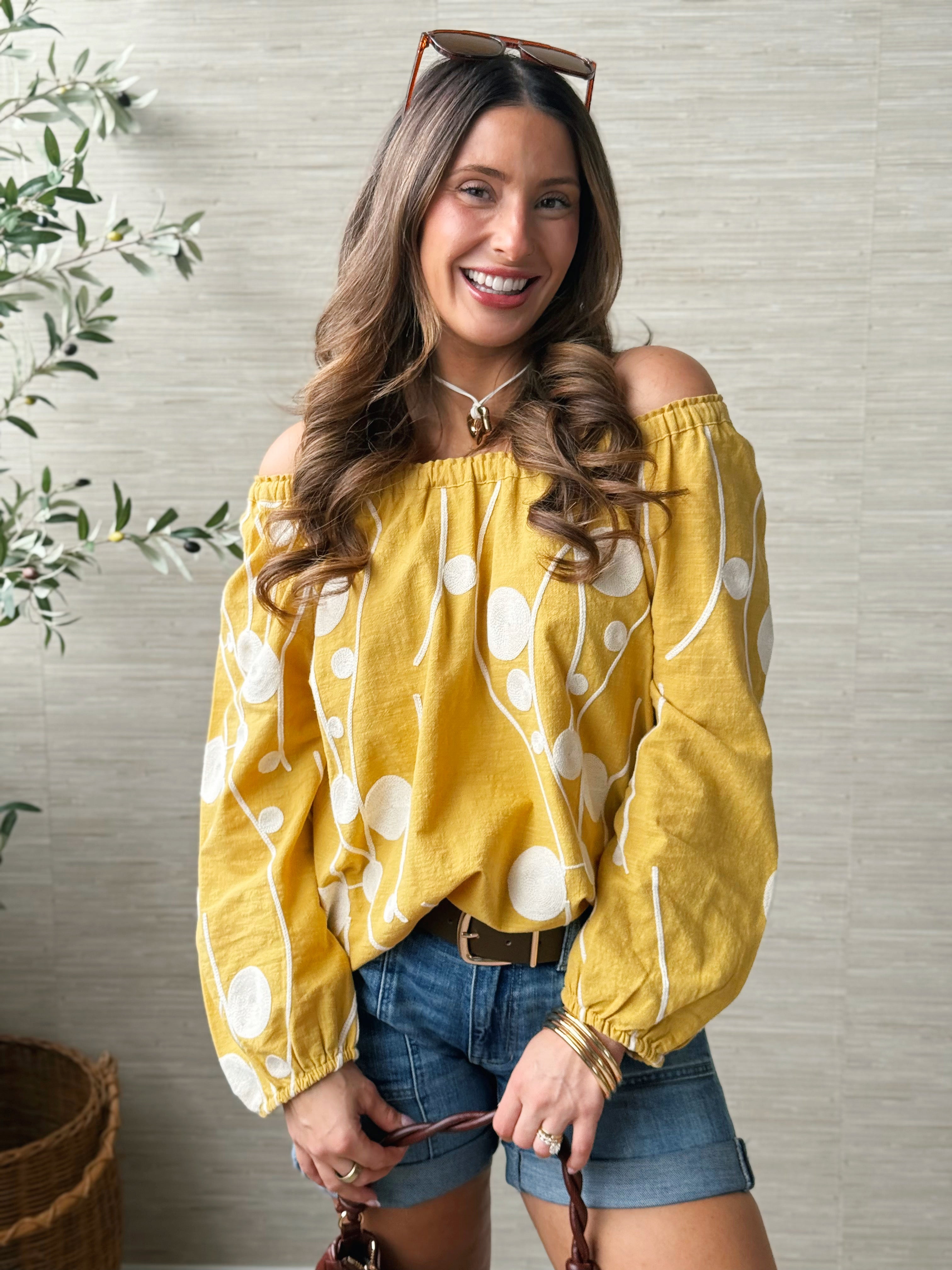 [LIVERPOOL] Josefina Blouse - YELLOW/CREAM - willows clothing BLOUSE
