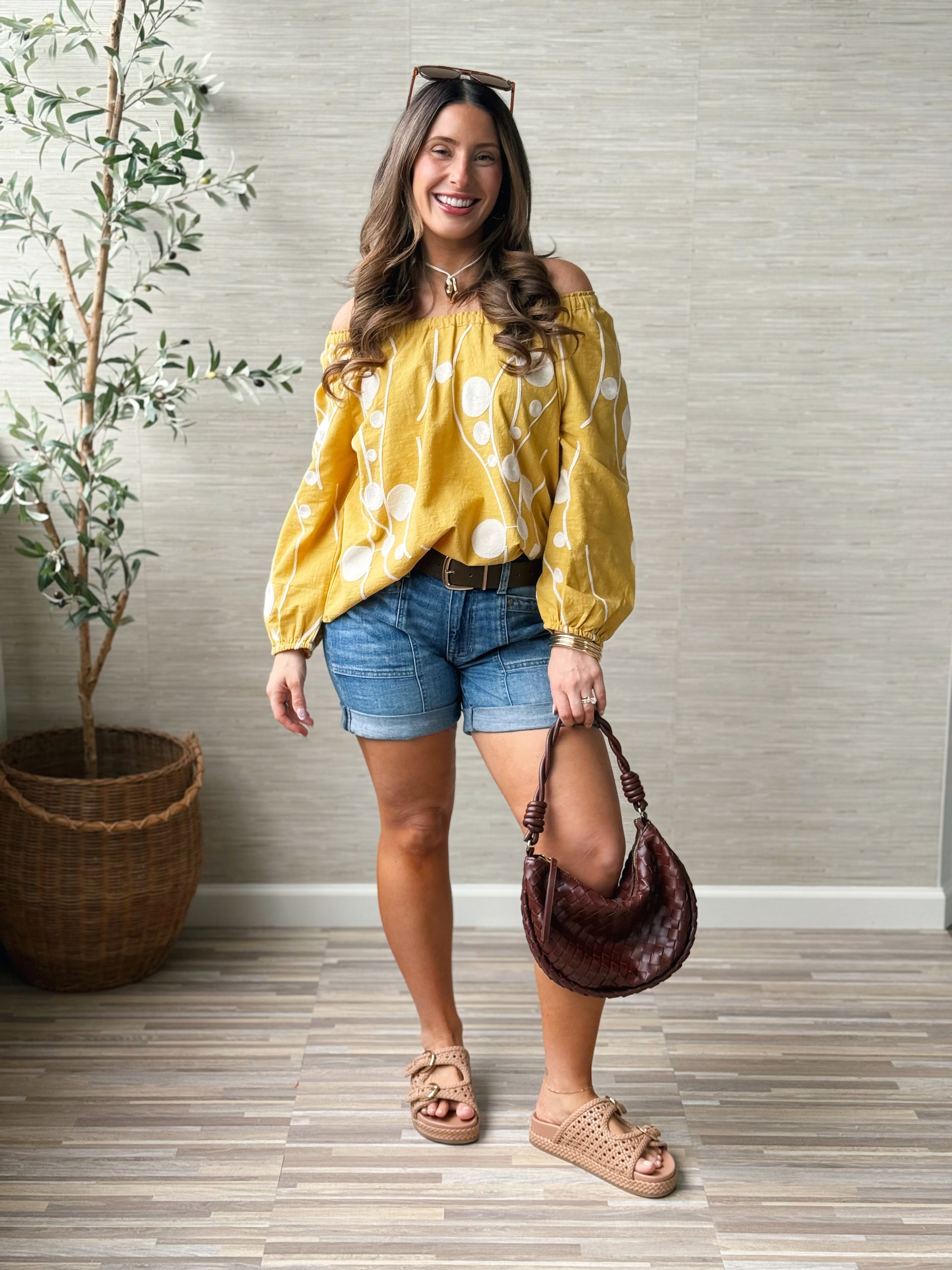 [LIVERPOOL] Josefina Blouse - YELLOW/CREAM - willows clothing BLOUSE