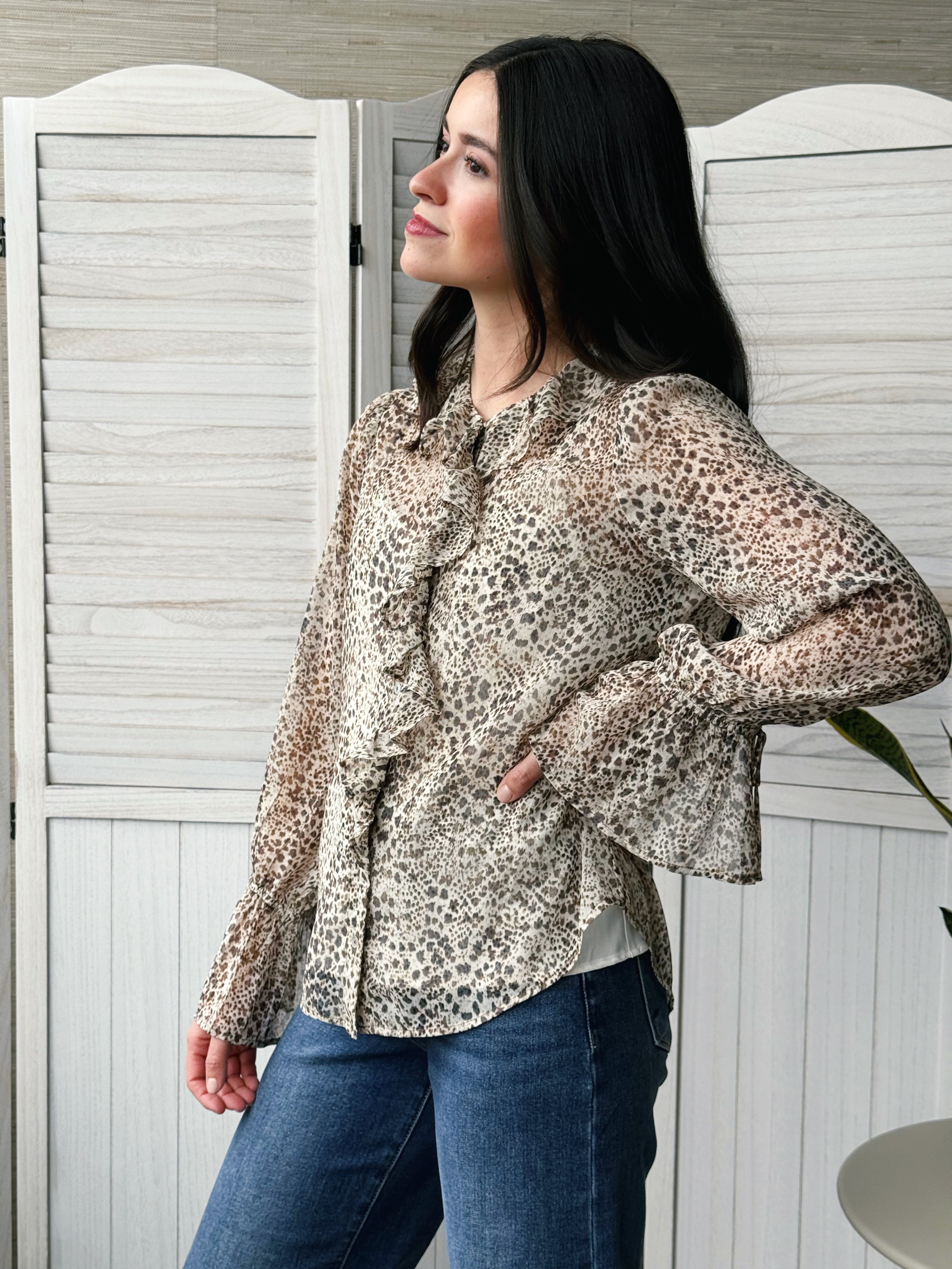 [LIVERPOOL] Kristina Blouse - BROWN ANIMAL - willows clothing BLOUSE