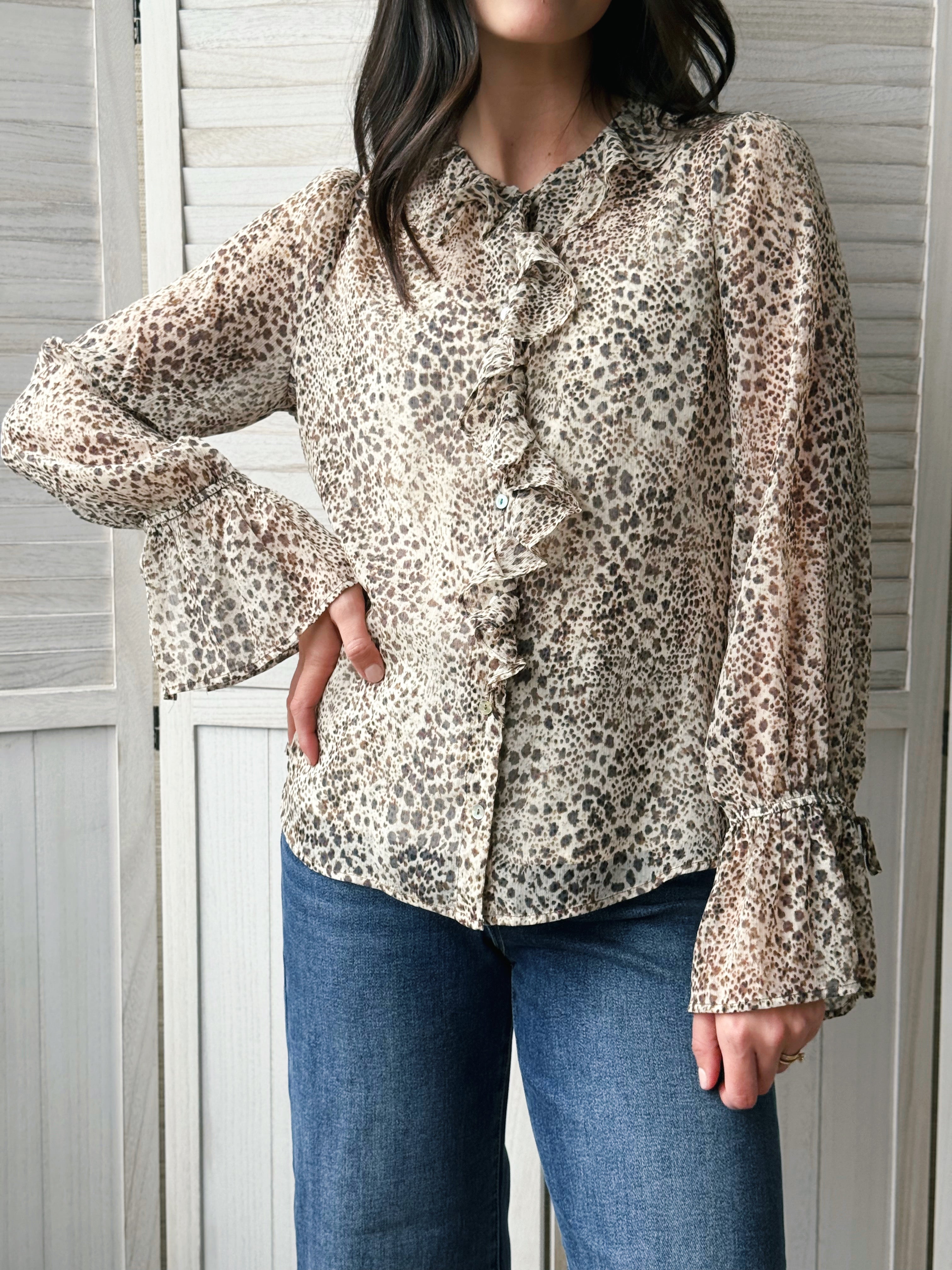 [LIVERPOOL] Kristina Blouse - BROWN ANIMAL - willows clothing BLOUSE