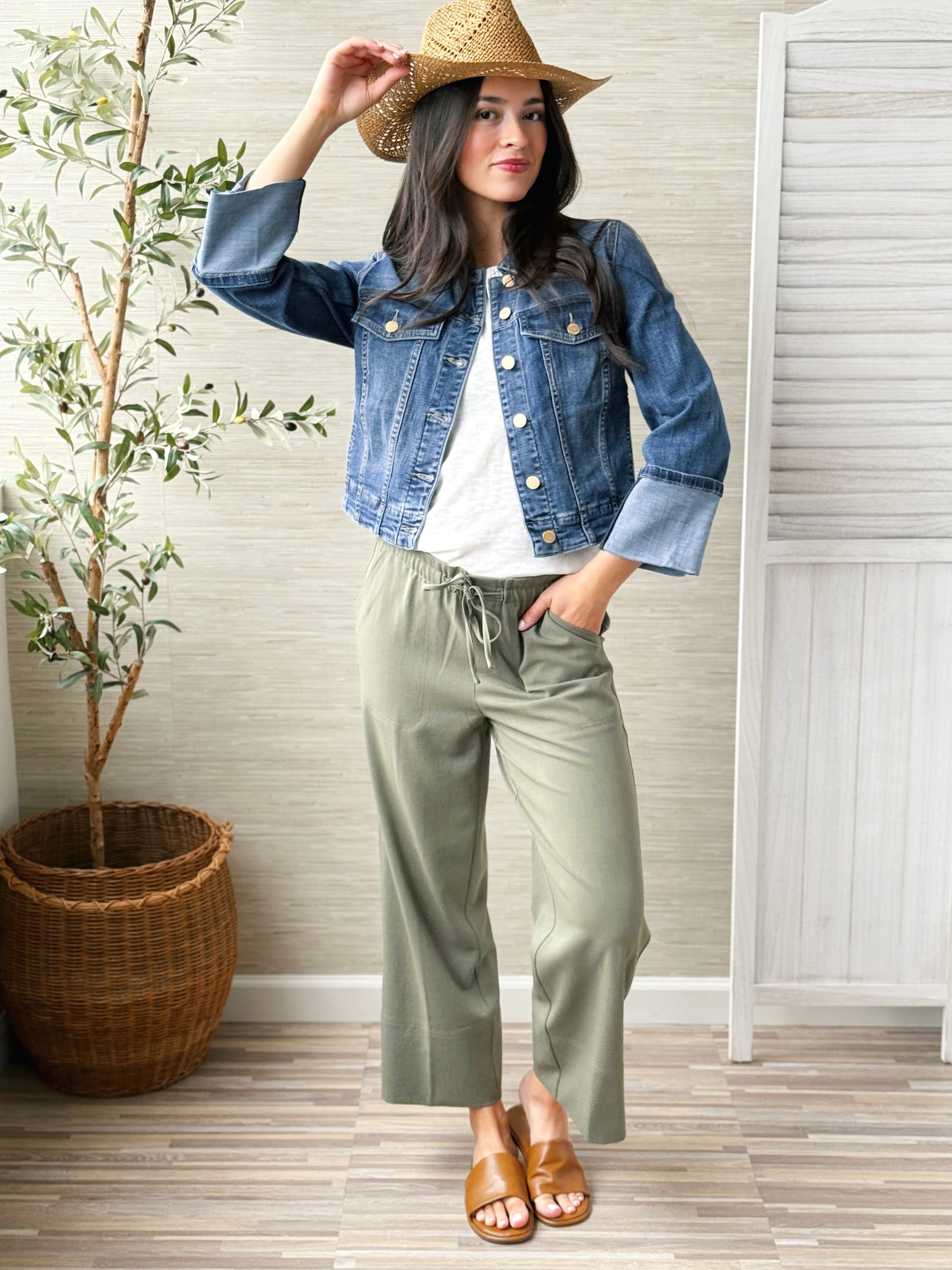 [LIVERPOOL] Malone Pants - MARTINI OLIVE - willows clothing WIDE LEG