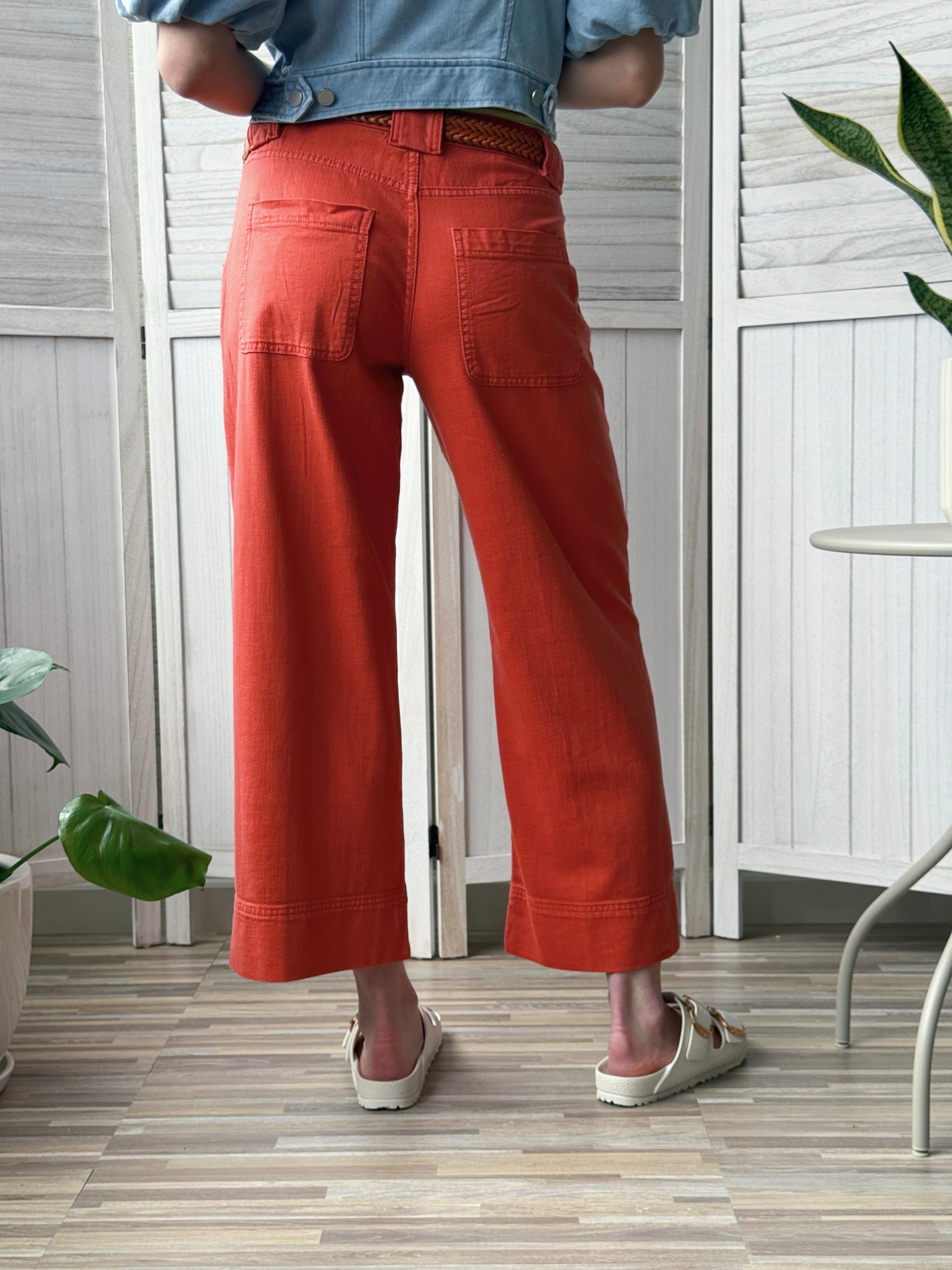 [LIVERPOOL] Marlise Pants - RED CLAY - willows clothing CROP WIDE LEG