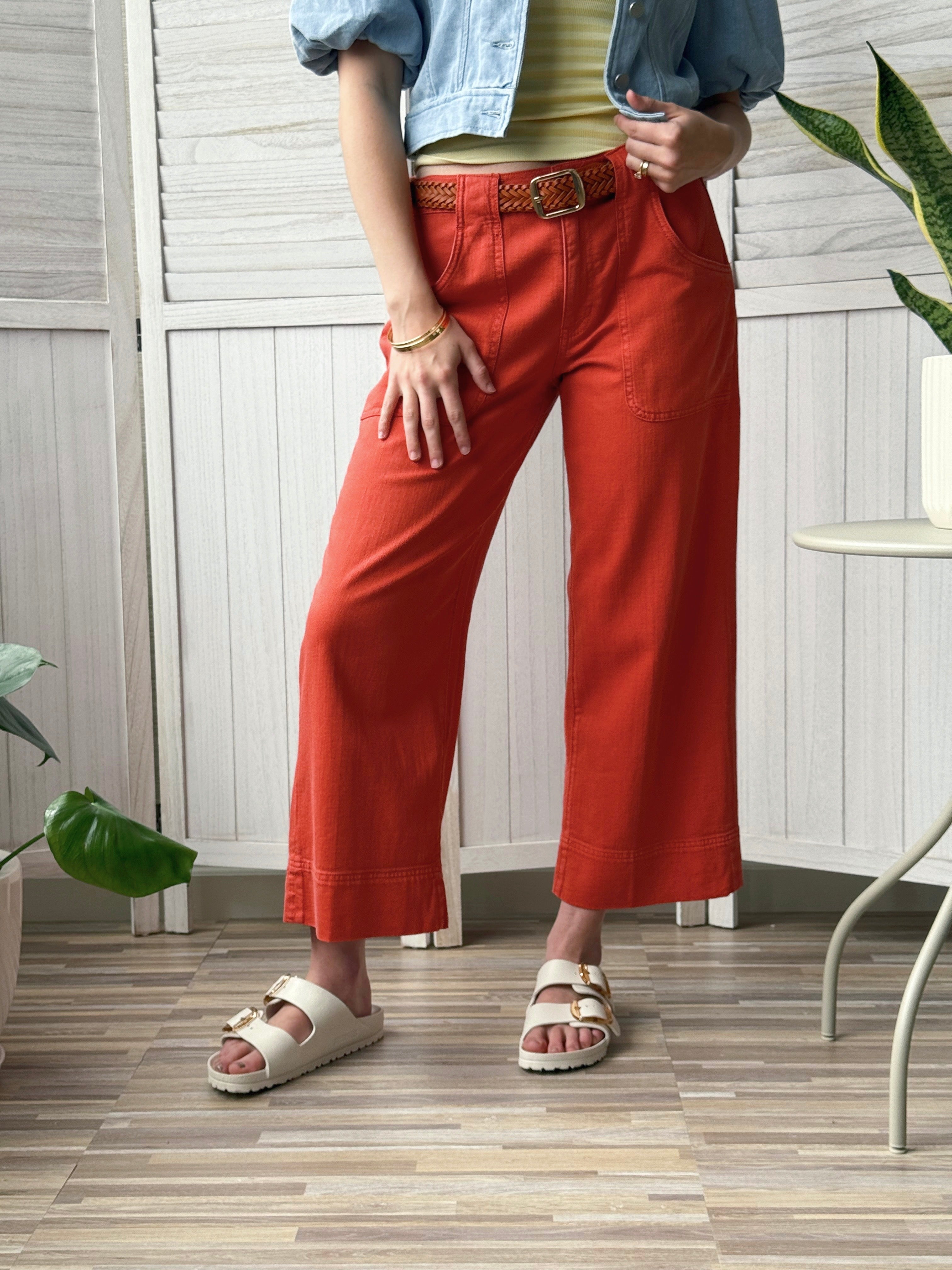 [LIVERPOOL] Marlise Pants - RED CLAY - willows clothing CROP WIDE LEG