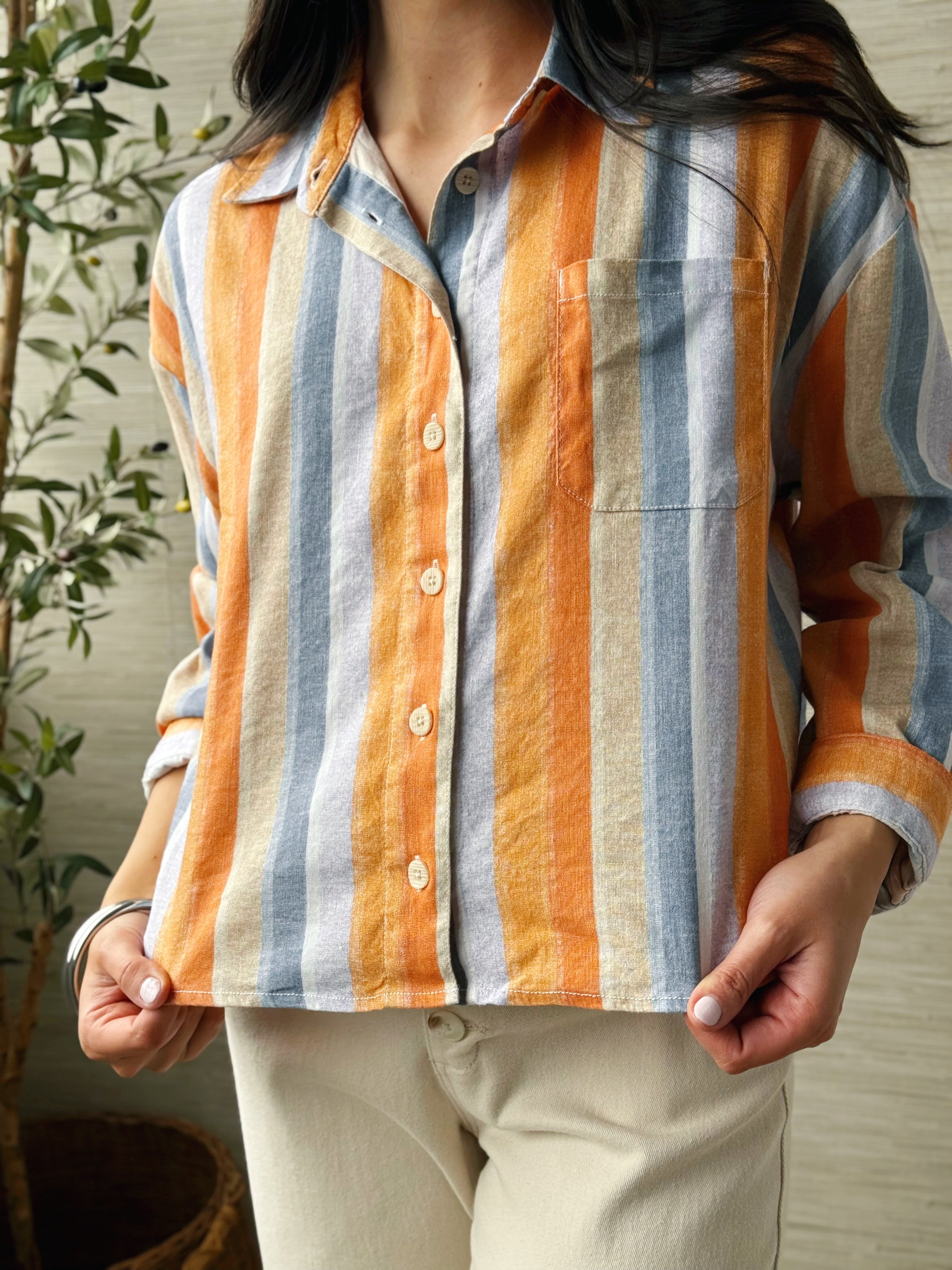 [LIVERPOOL] Paris Blouse - MULTI STRIPE PRINT - willows clothing L/S SHIRT