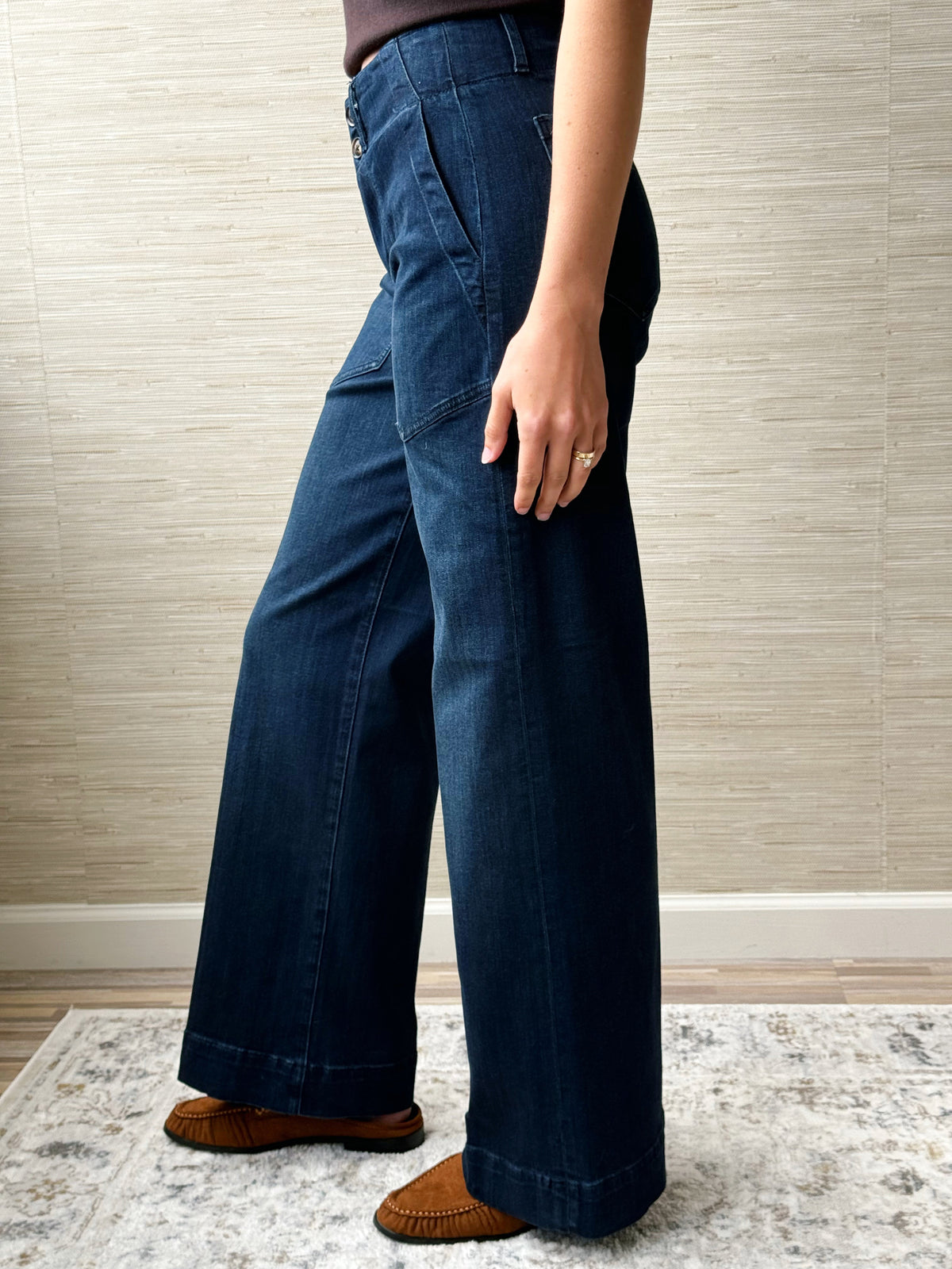 [LIVERPOOL] Patch Pocket Wide Leg Pant - SUMMIT LAKE - willows clothing WIDE LEG