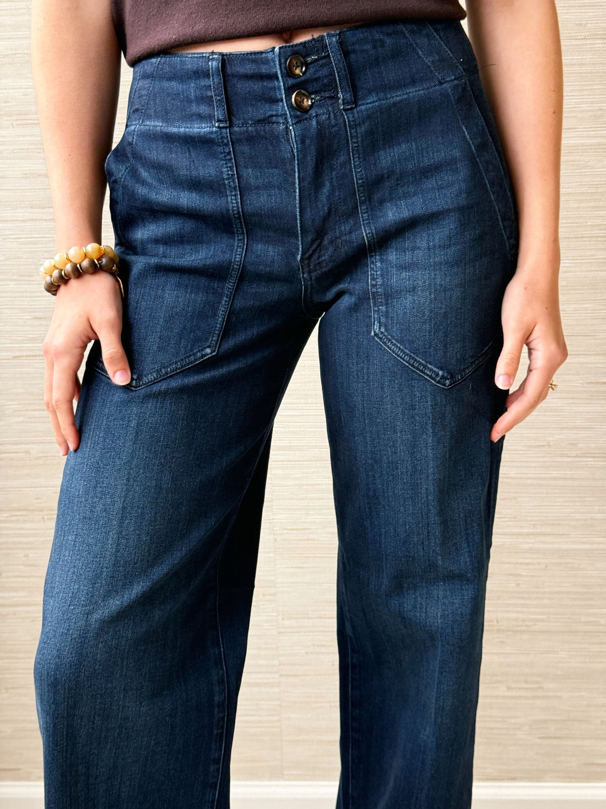 [LIVERPOOL] Patch Pocket Wide Leg Pant - SUMMIT LAKE - willows clothing WIDE LEG