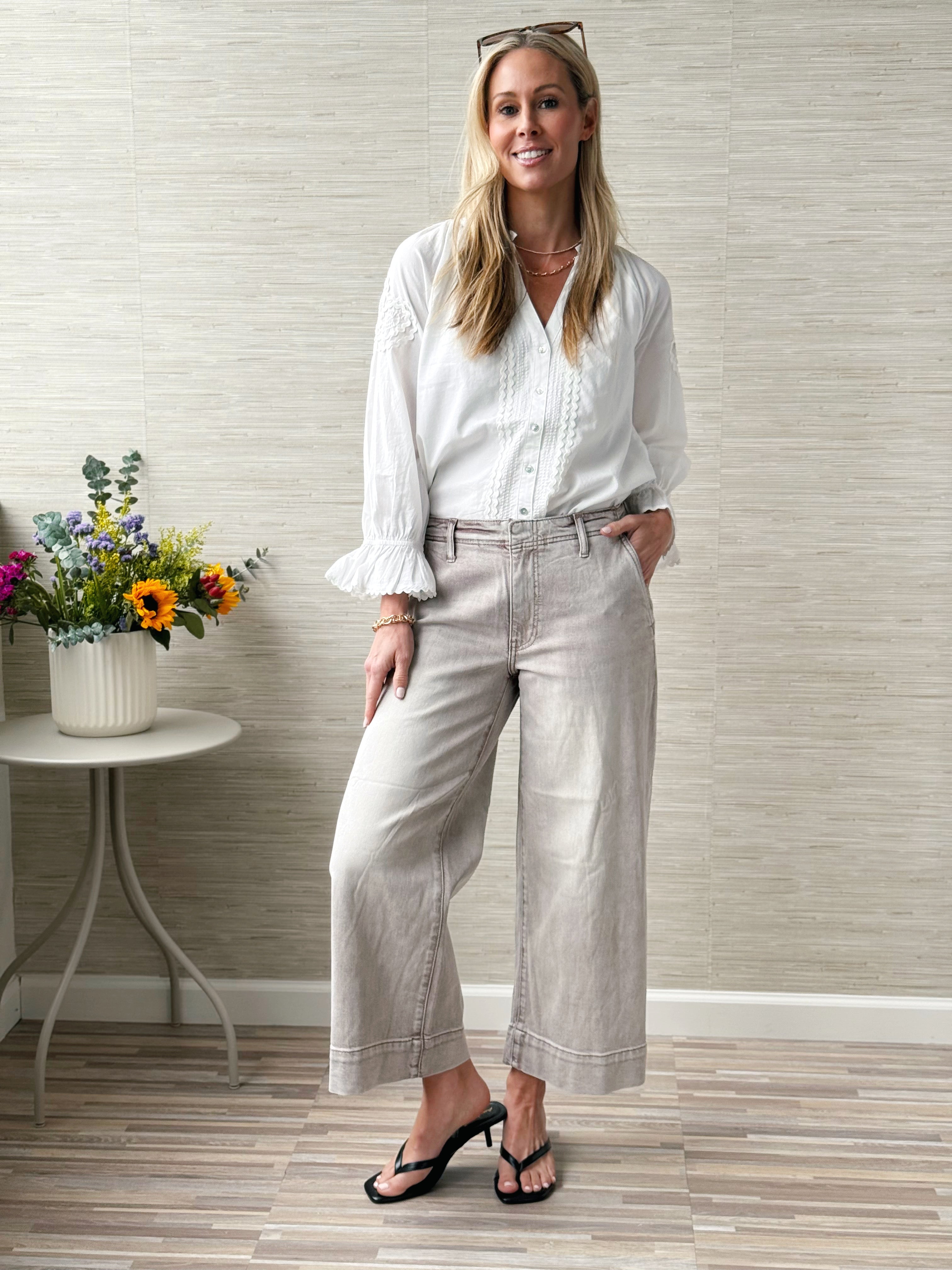 [LIVERPOOL] Rachelle Pants - ANTIQUE KHAKI - willows clothing CROP WIDE LEG