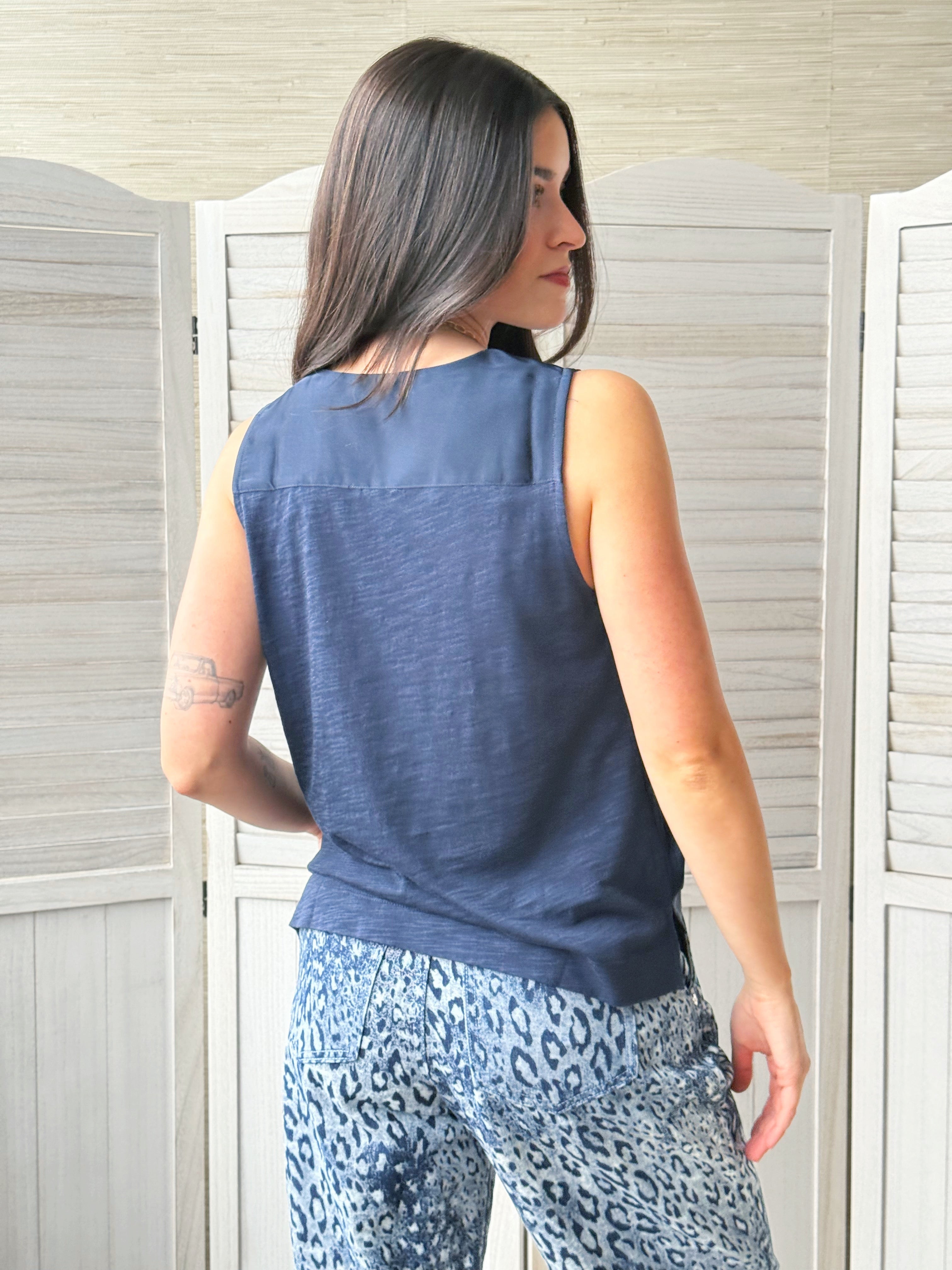 [LIVERPOOL] Sandra Blouse - DARK NAVY - willows clothing TANK