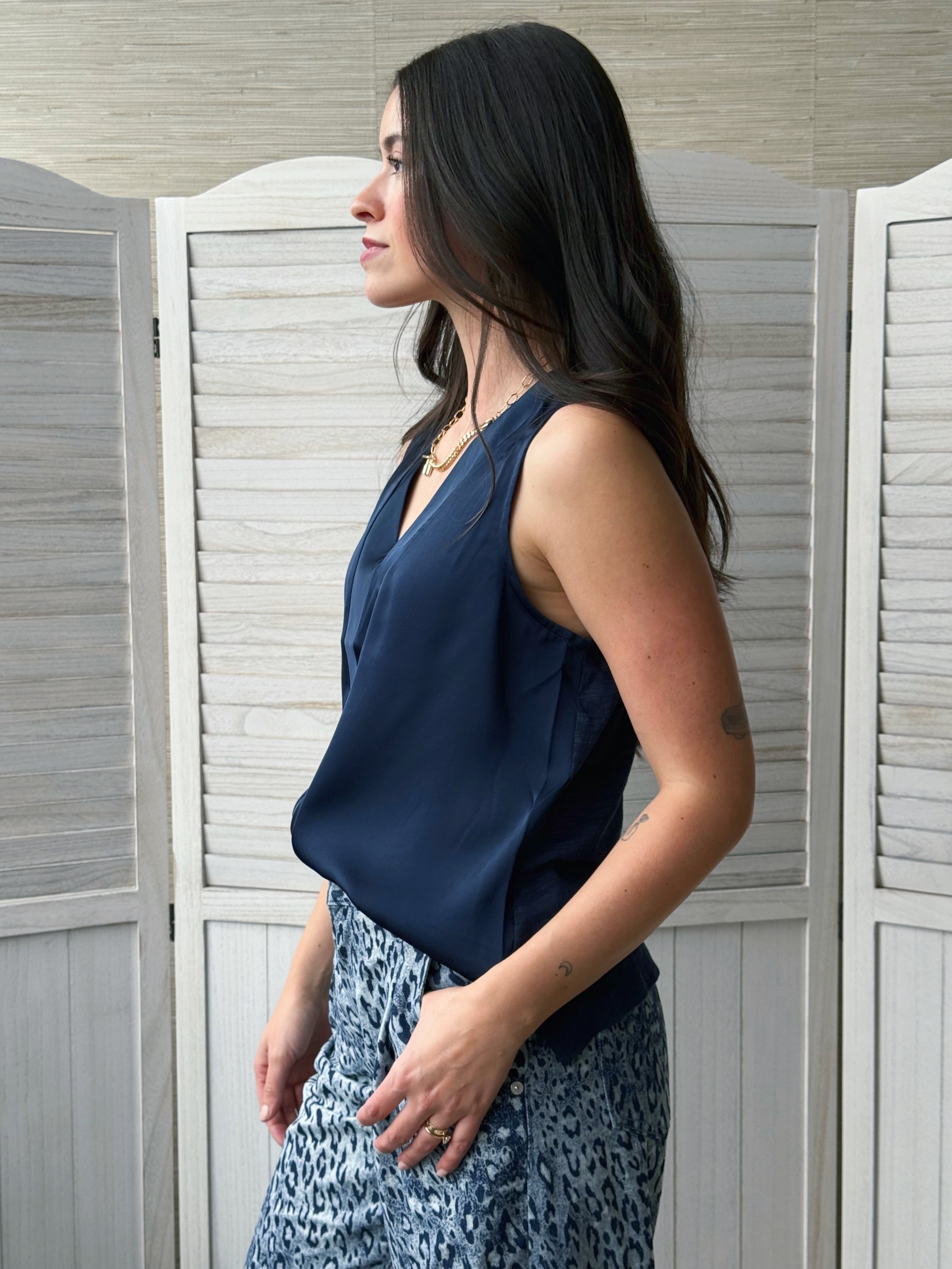 [LIVERPOOL] Sandra Blouse - DARK NAVY - willows clothing TANK