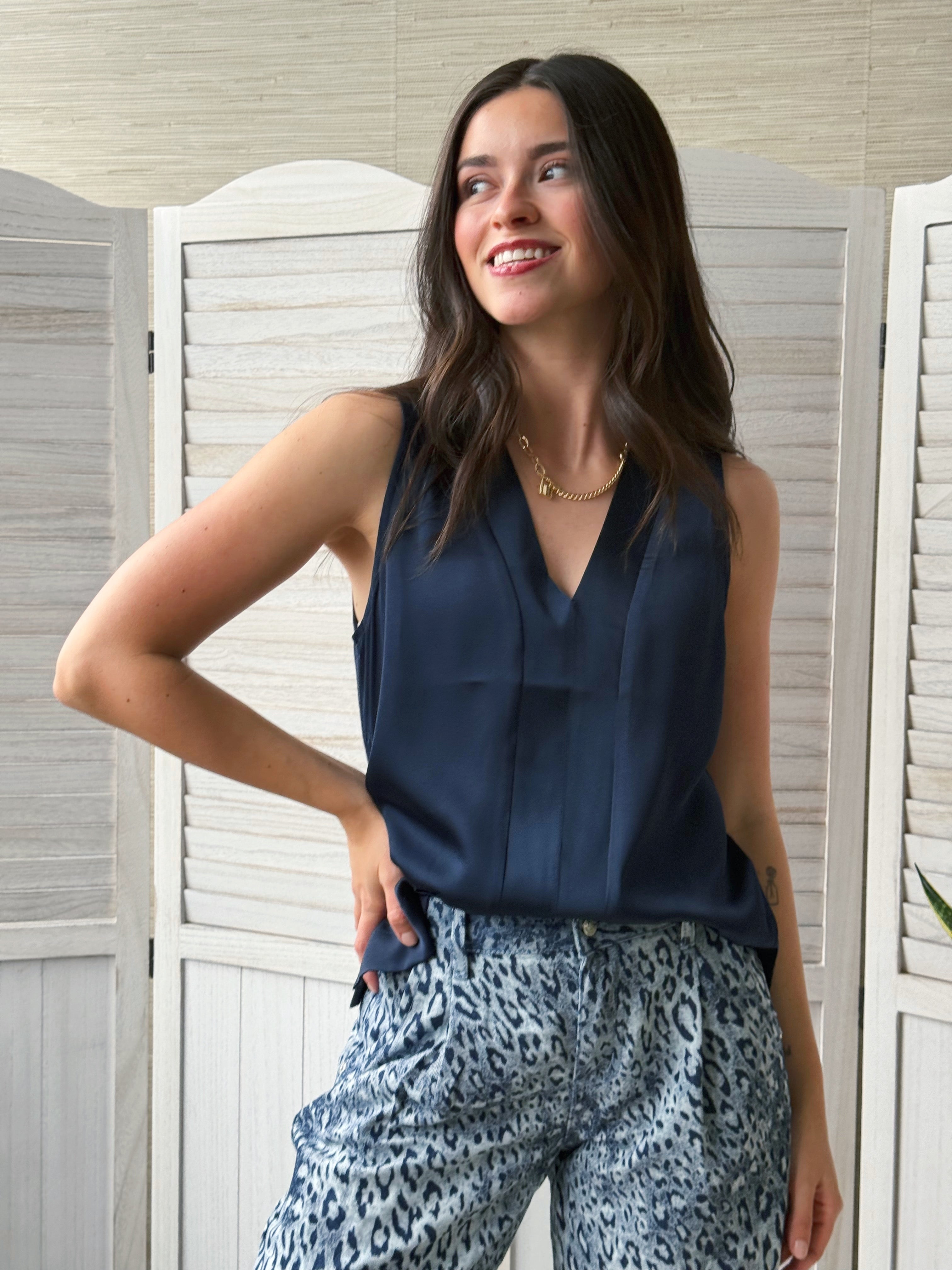 [LIVERPOOL] Sandra Blouse - DARK NAVY - willows clothing TANK