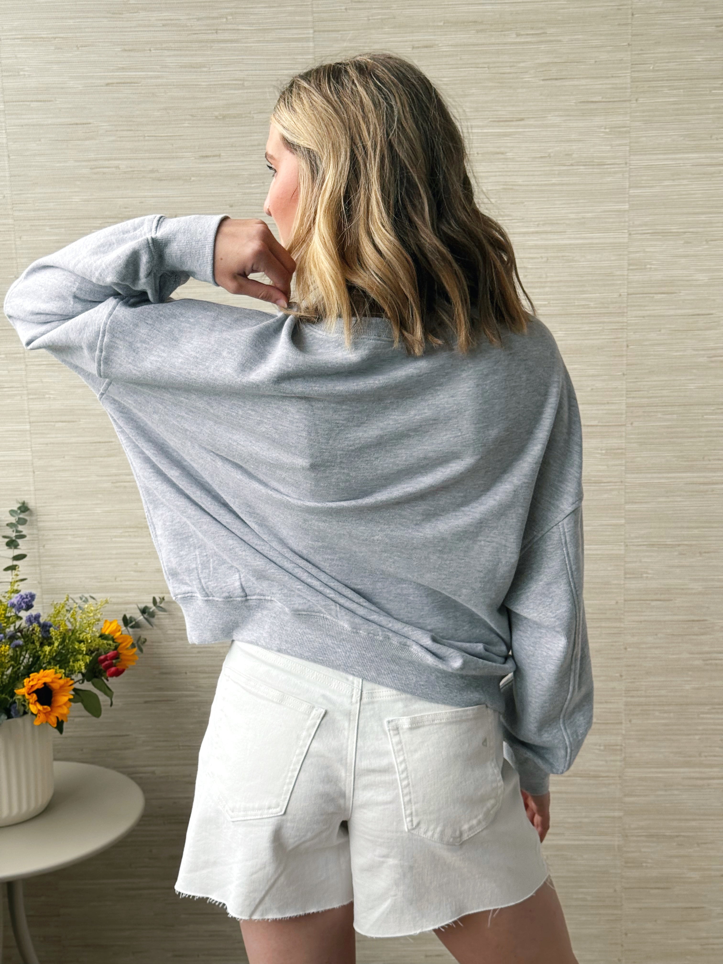 Lola Sweatshirt - HEATHER GREY - willows clothing SWEATSHIRT