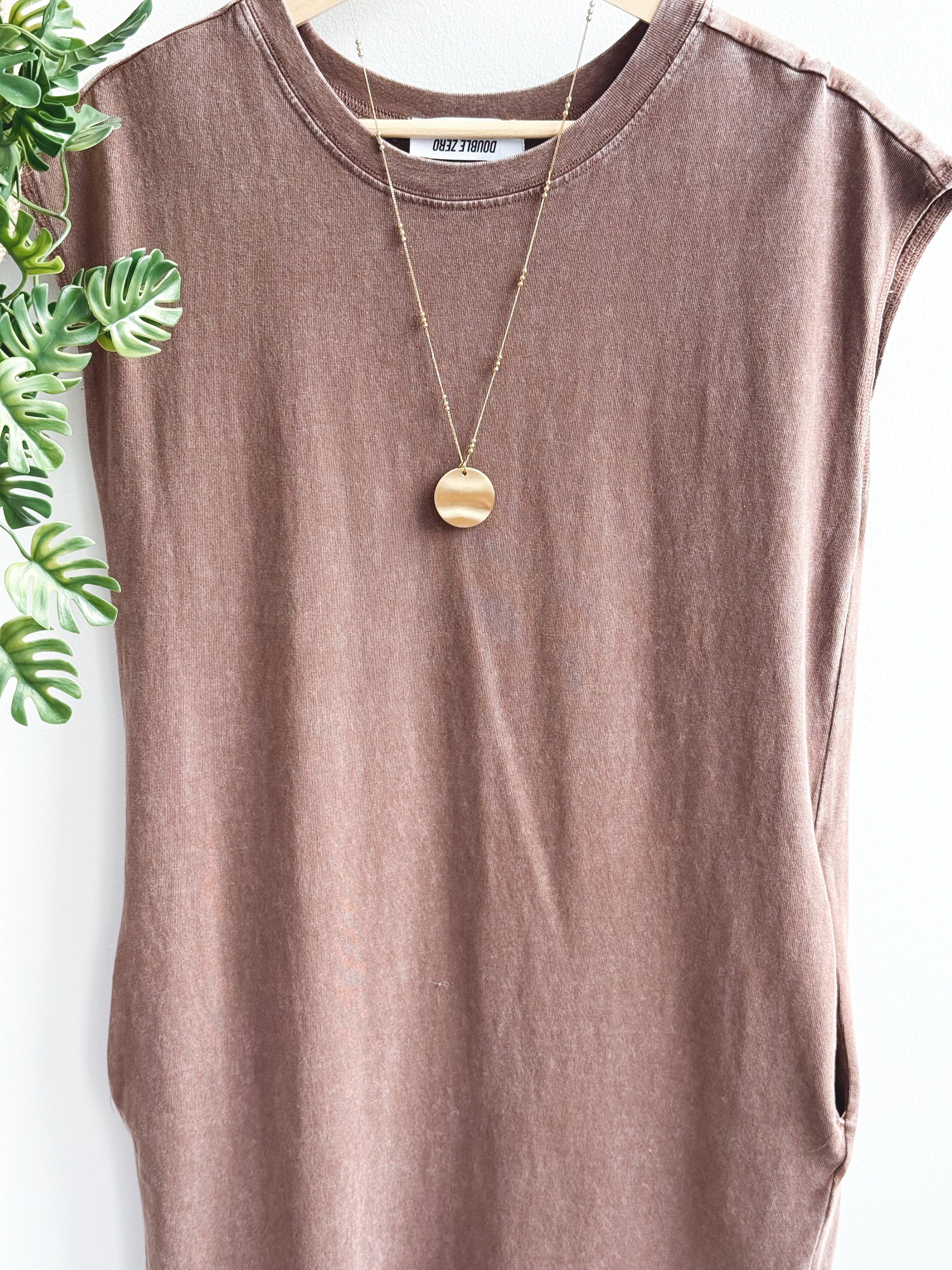 Long T-Shirt Dress - CHOCOLATE - willows clothing MIDI DRESS