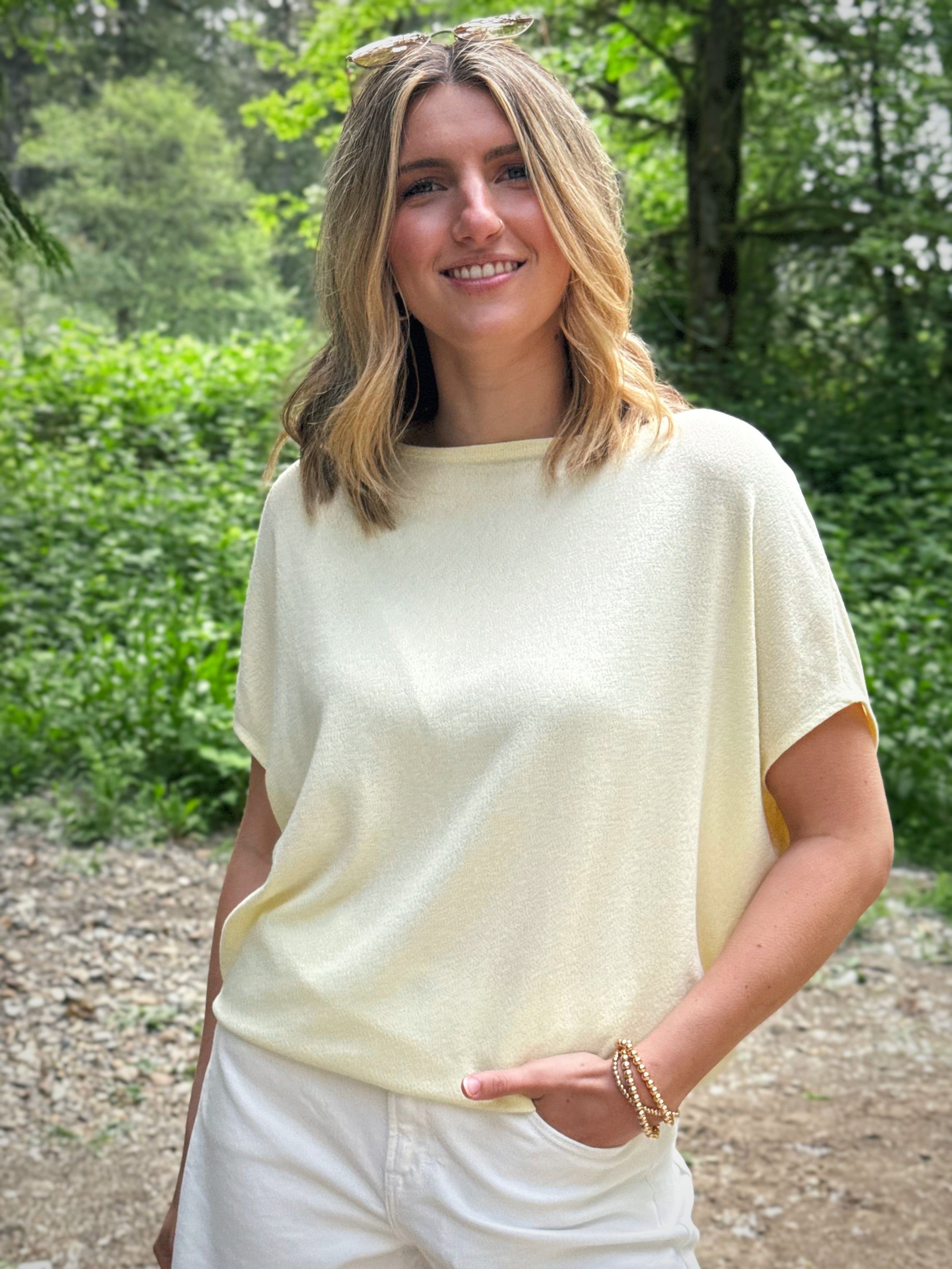 Lori Round Neck Tee - LEMON - willows clothing S/S SHIRT