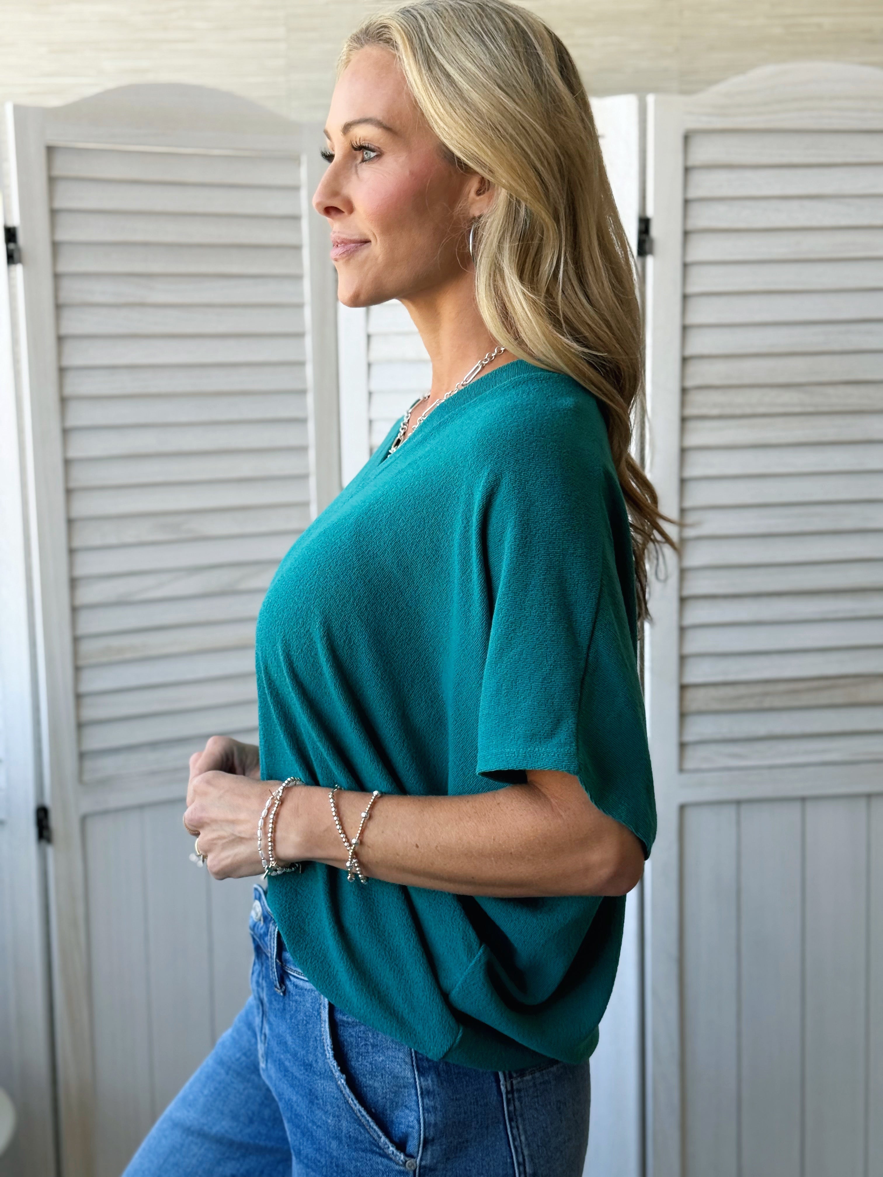 Lori V-Neck Tee - SHADED SPRUCE - willows clothing S/S SHIRT