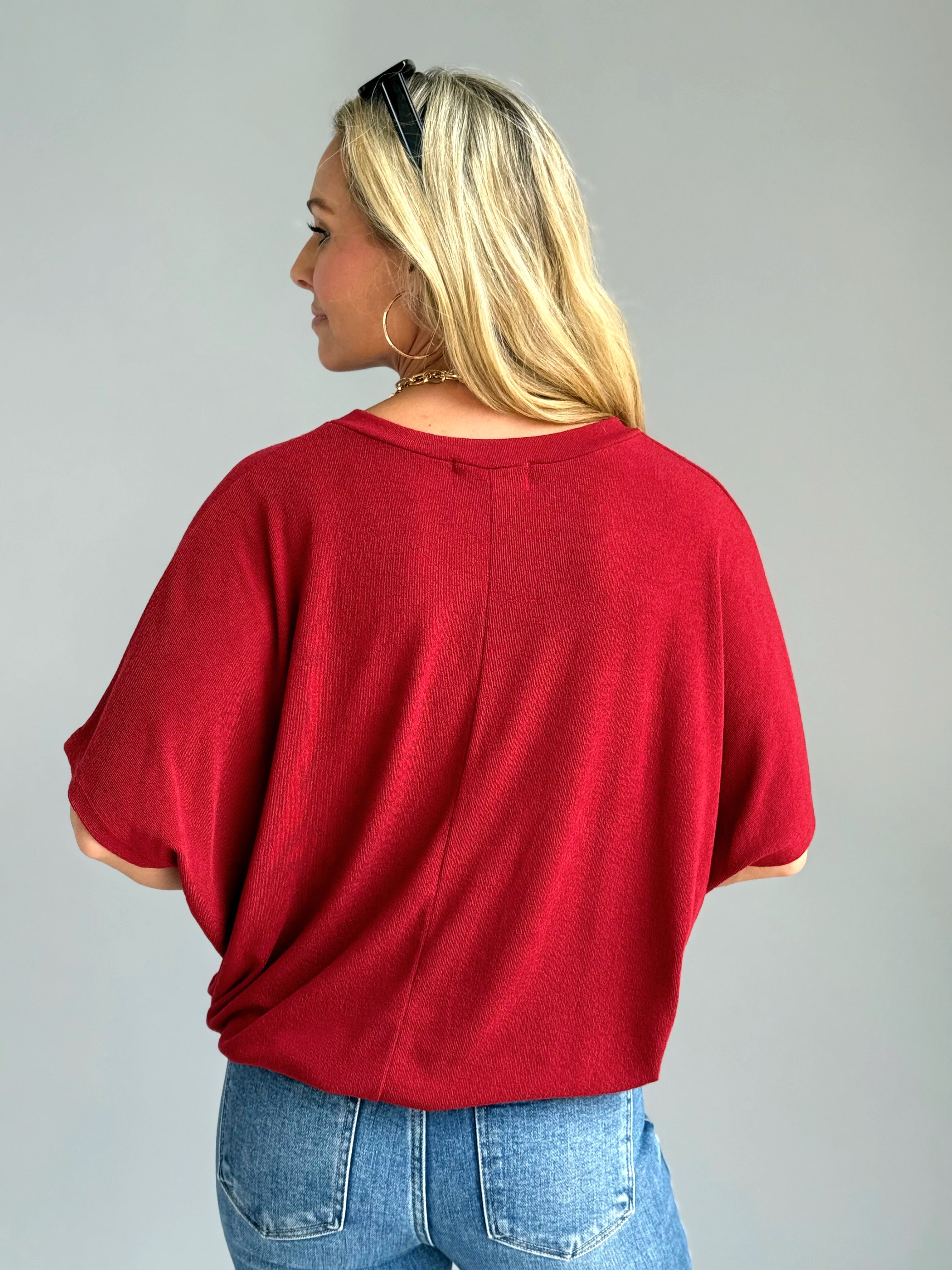 Lori V - Neck Tee - WINERY - willows clothing S/S SHIRT