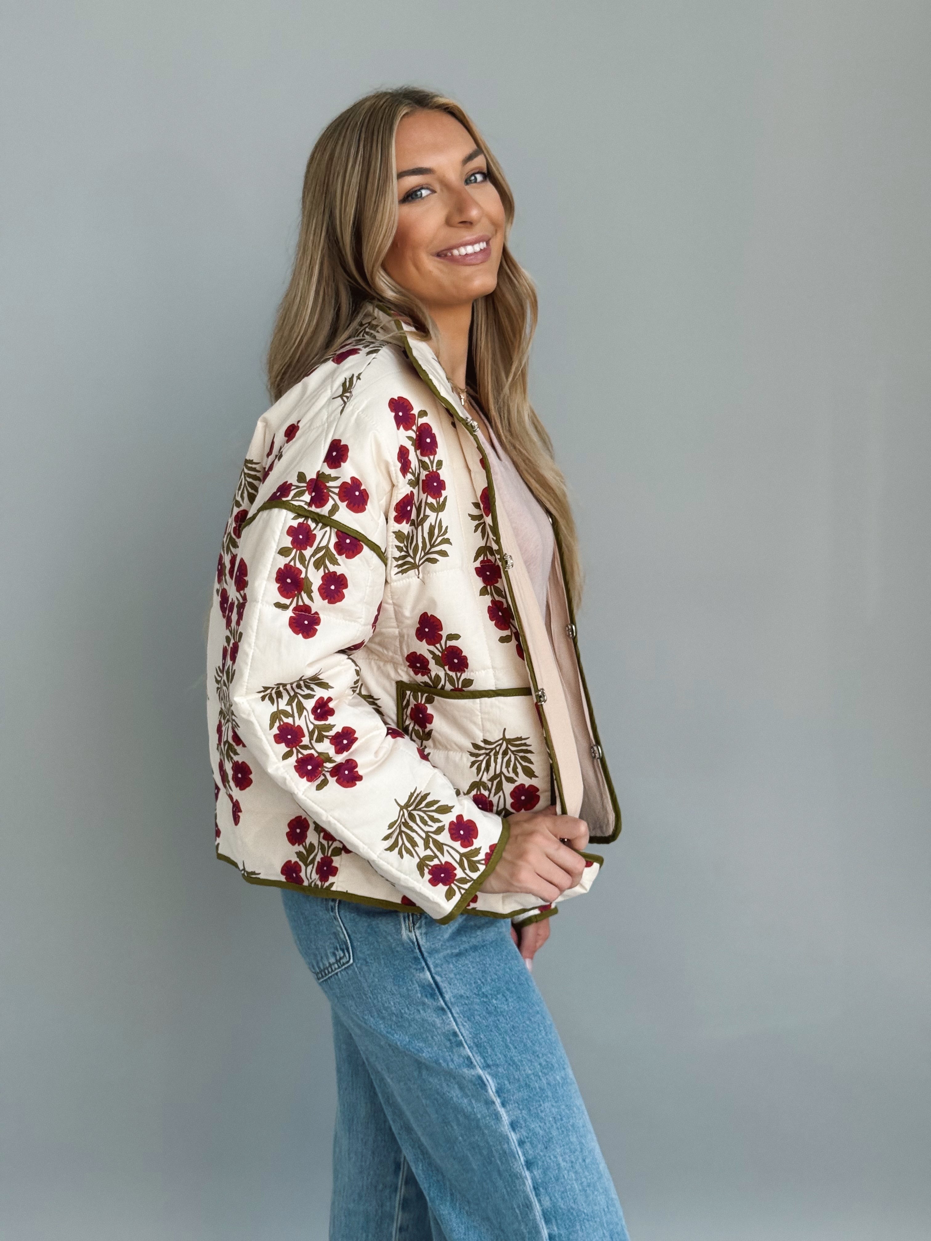 Louise Jacket - RED ECRU - willows clothing JACKET
