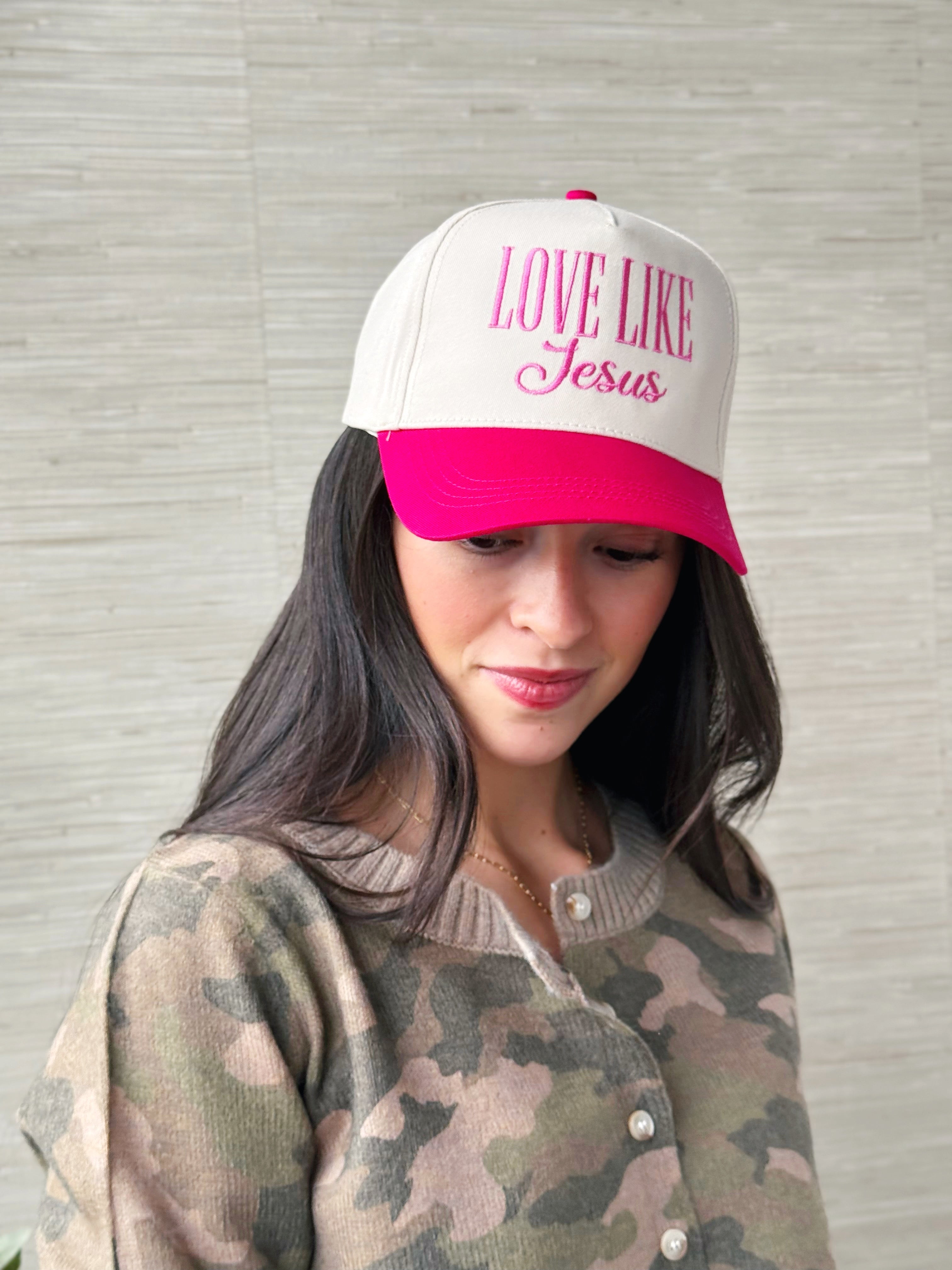 Love Like Jesus Trucker Hat - FUCHSIA - willows clothing HAT