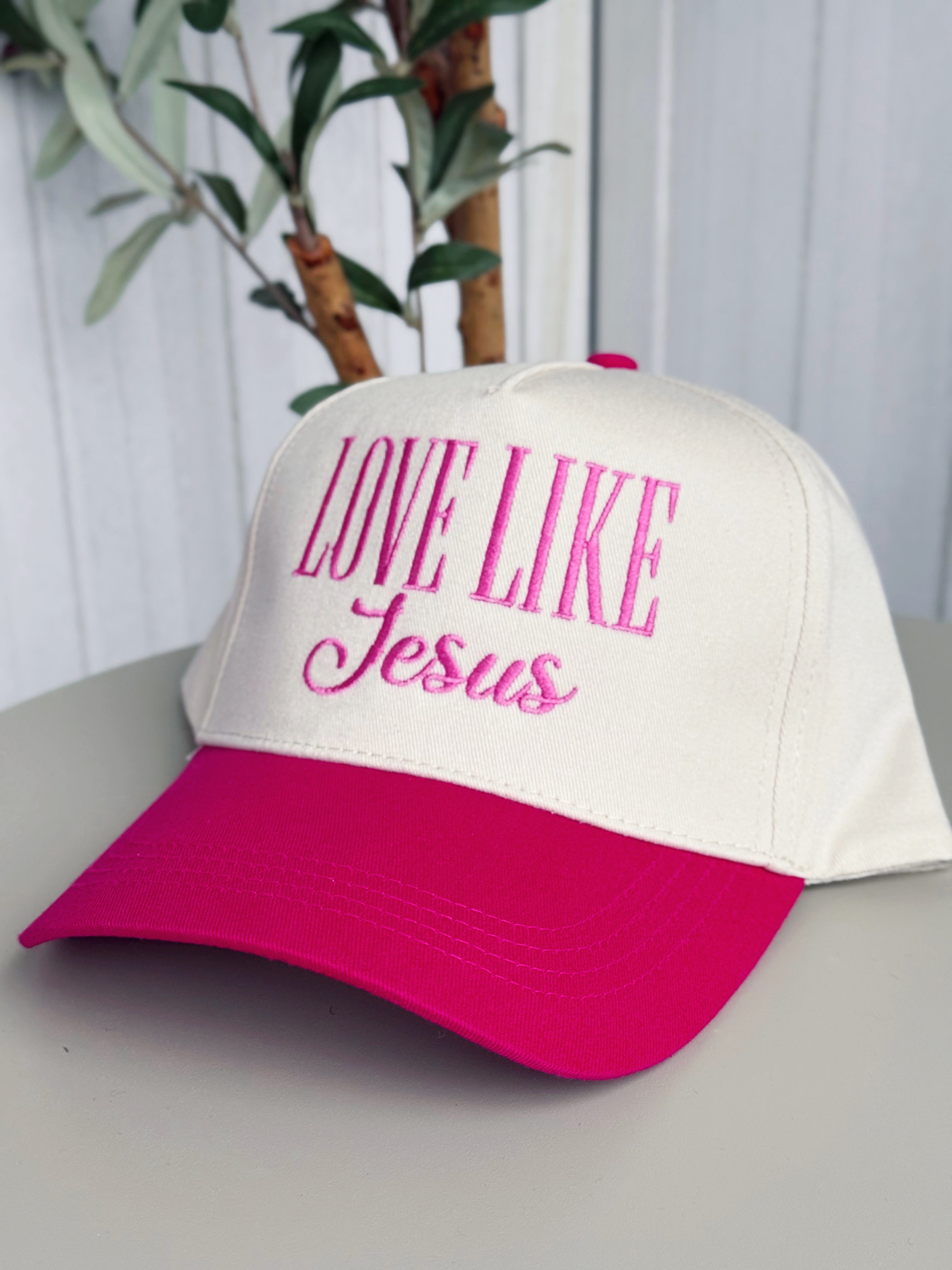 Love Like Jesus Trucker Hat - FUCHSIA - willows clothing HAT