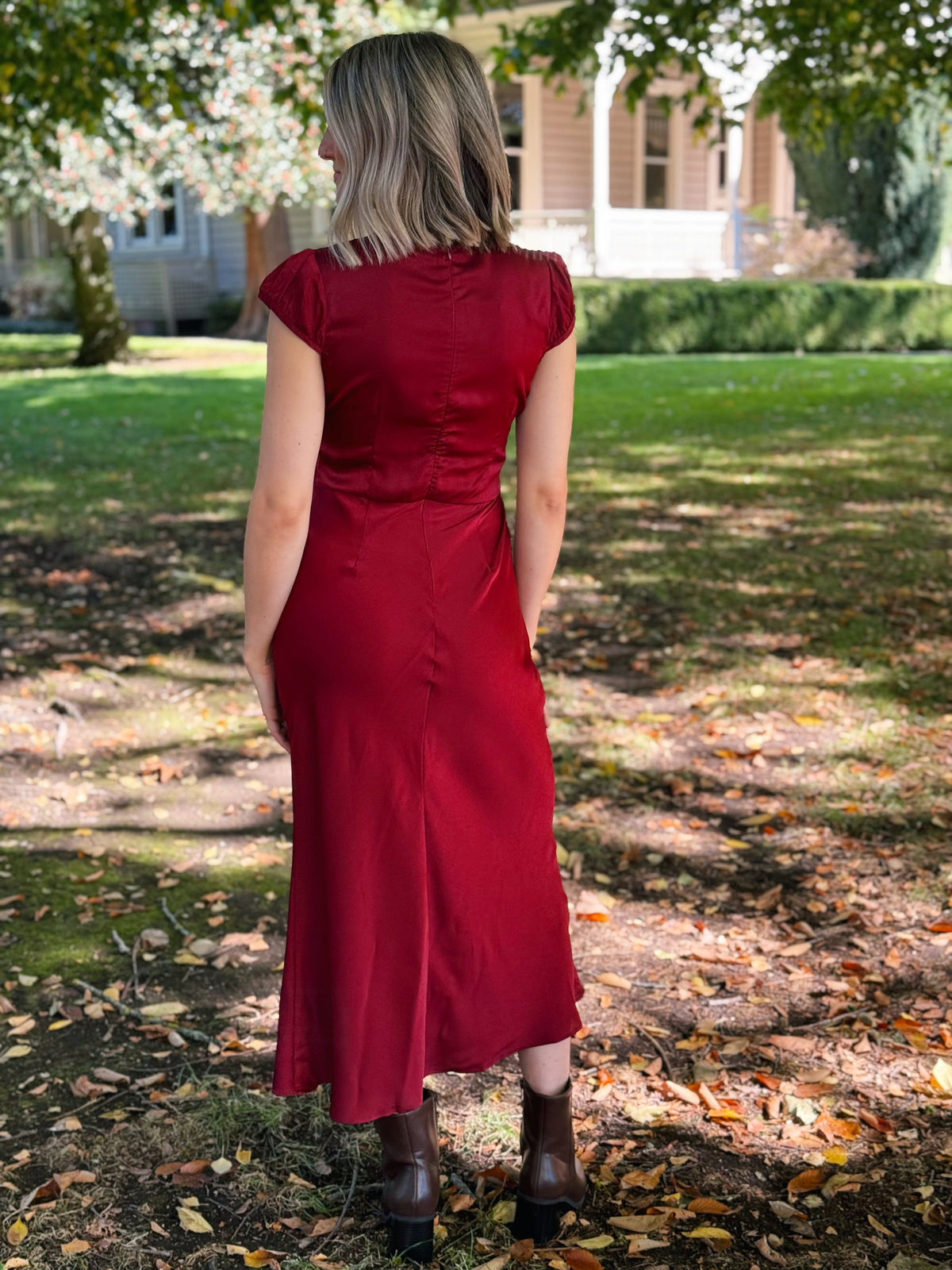 Love Story Dress - WINE - willows clothing MIDI DRESS