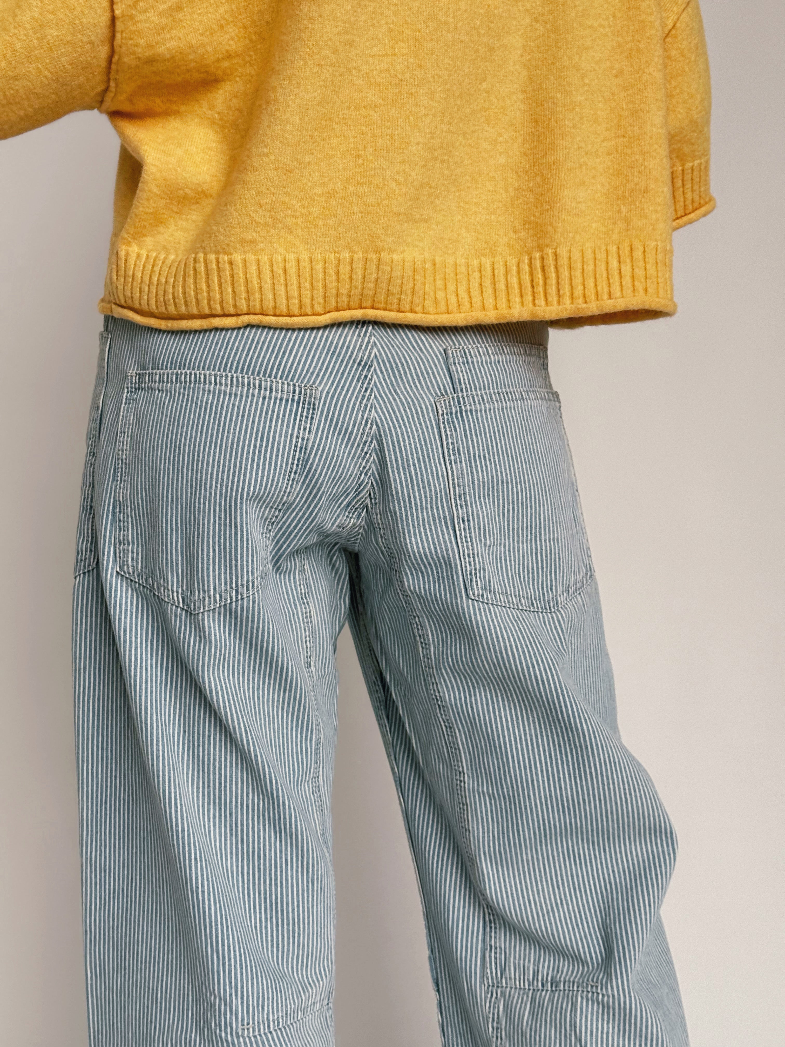 Lowry Striped Barrel Jean - STRIPE DENIM - willows clothing BARREL JEAN