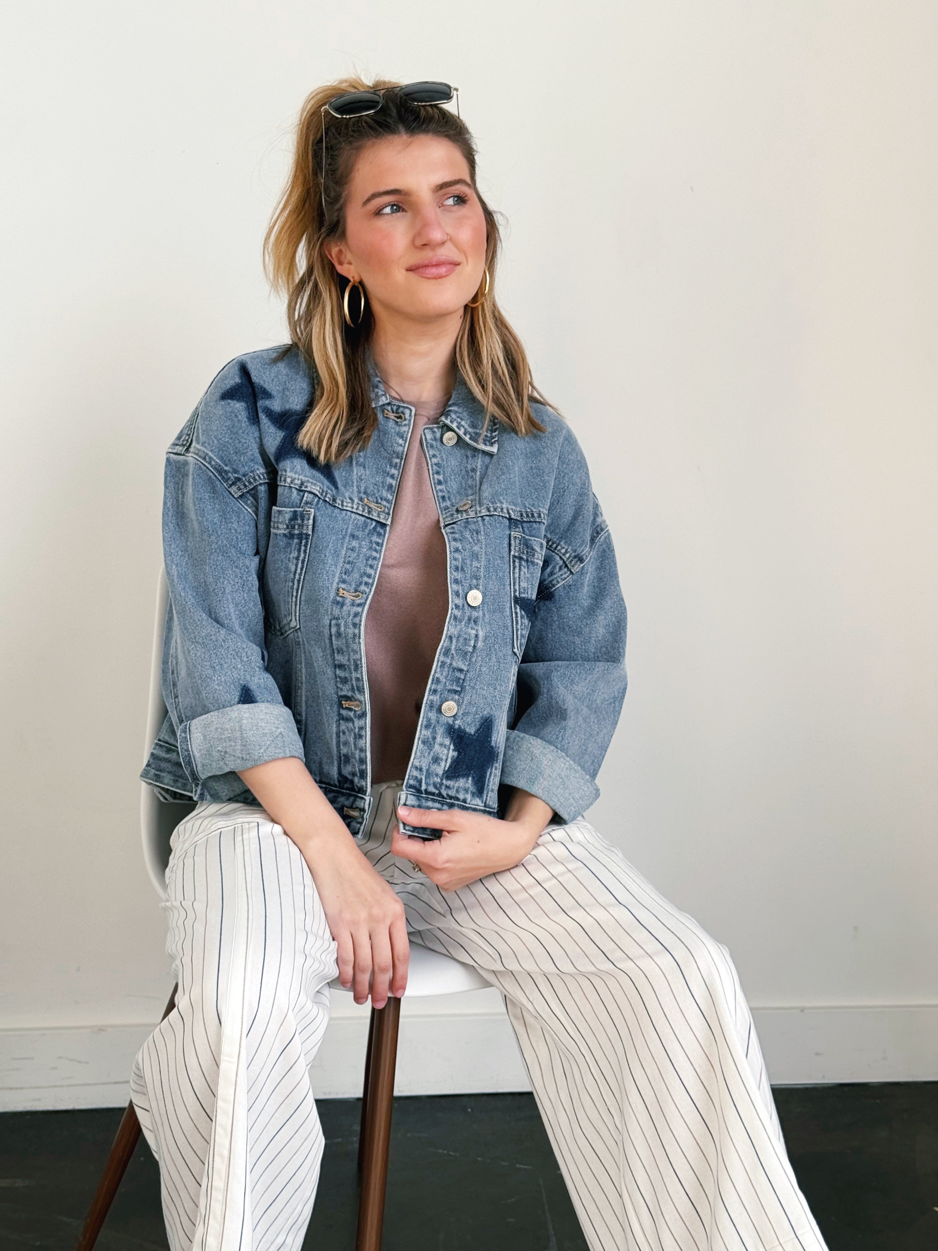 Lucky Star Denim Jacket - DENIM - willows clothing DENIM JACKET