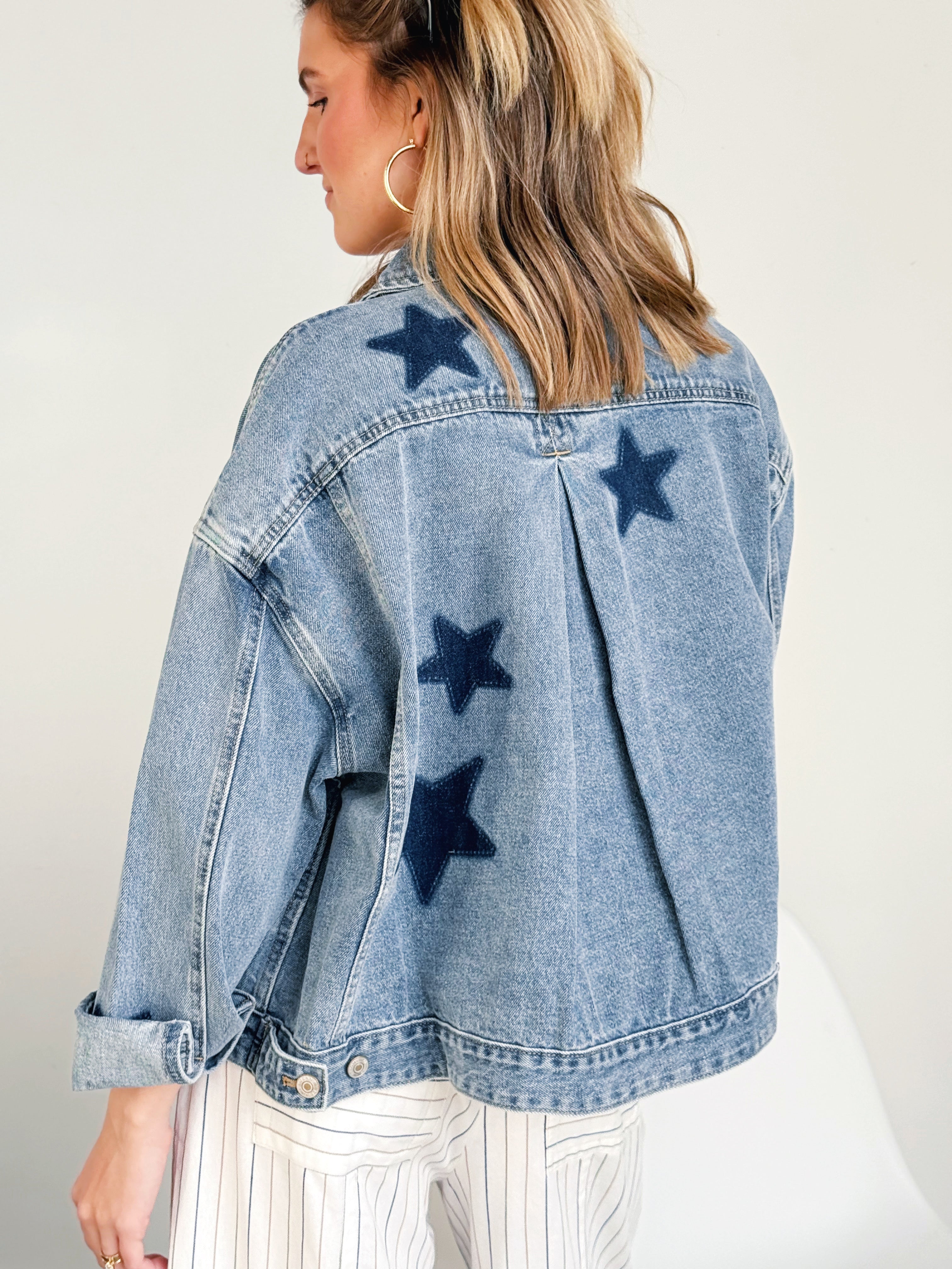 Lucky Star Denim Jacket - DENIM - willows clothing DENIM JACKET